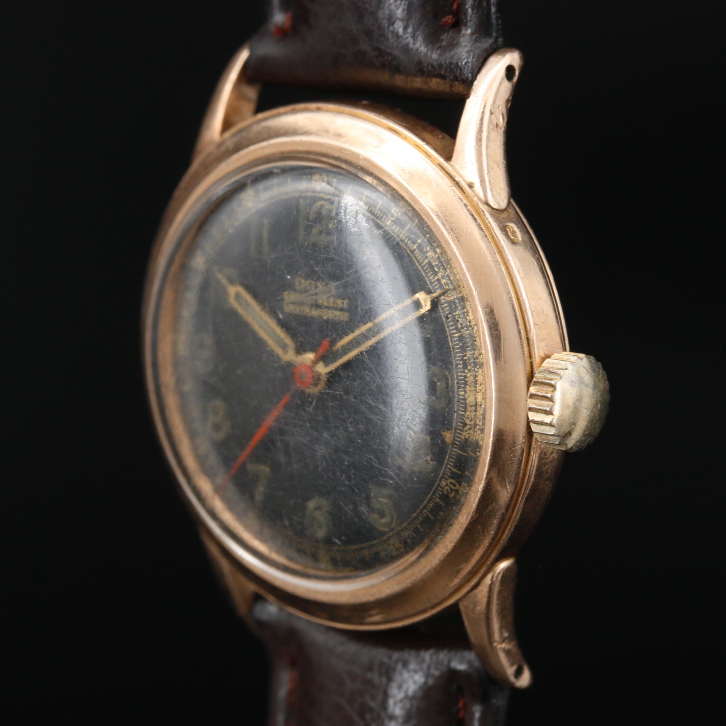 Vintage Doxa Anti Magnetic 14K Gold Stem Wind Watch