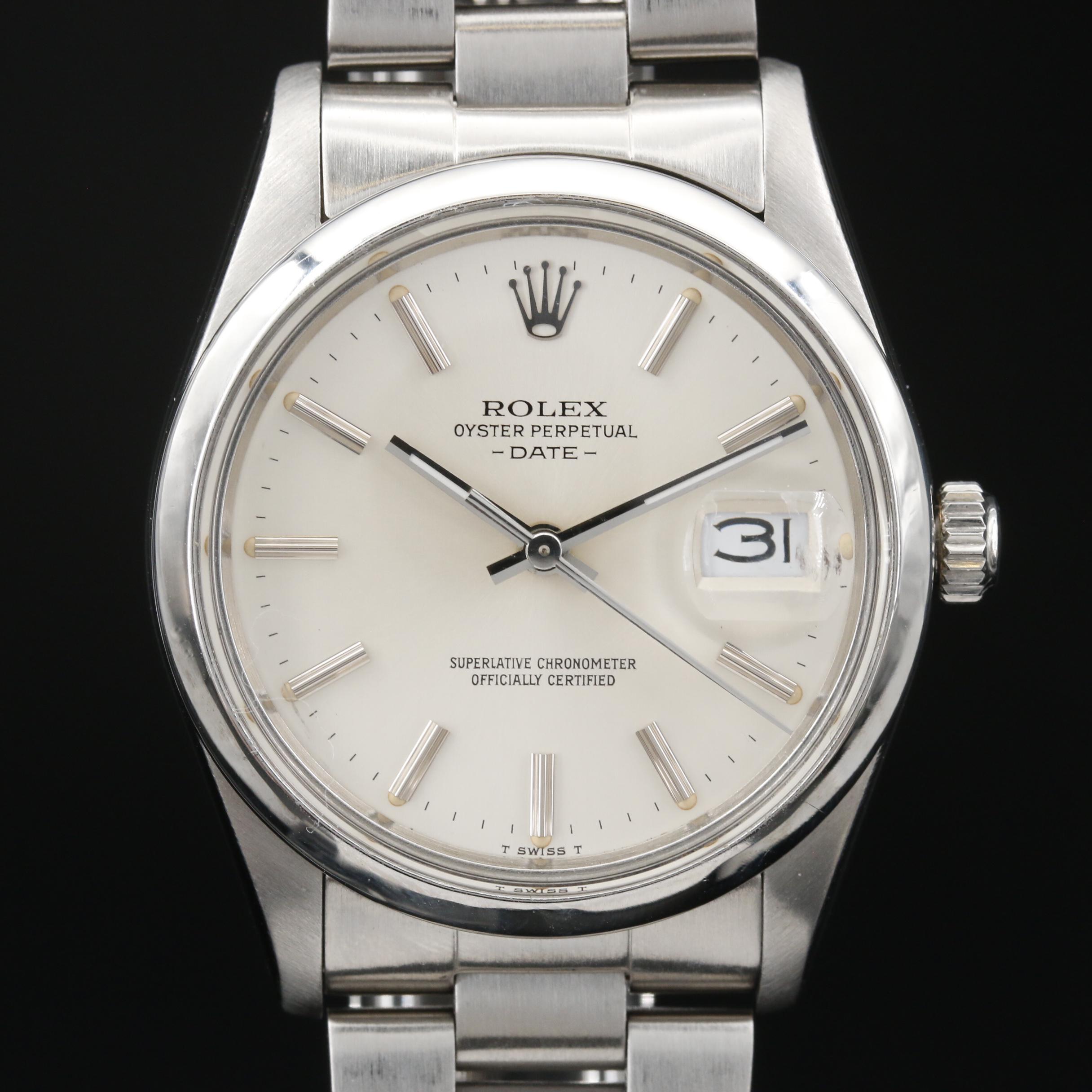 1982 Rolex Oyster Perpetual Date Stainless Steel Watch