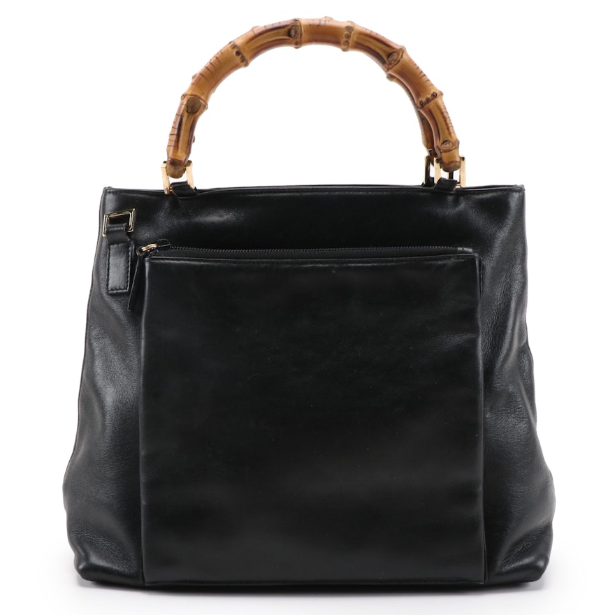 Gucci Bamboo Black Leather Handbag