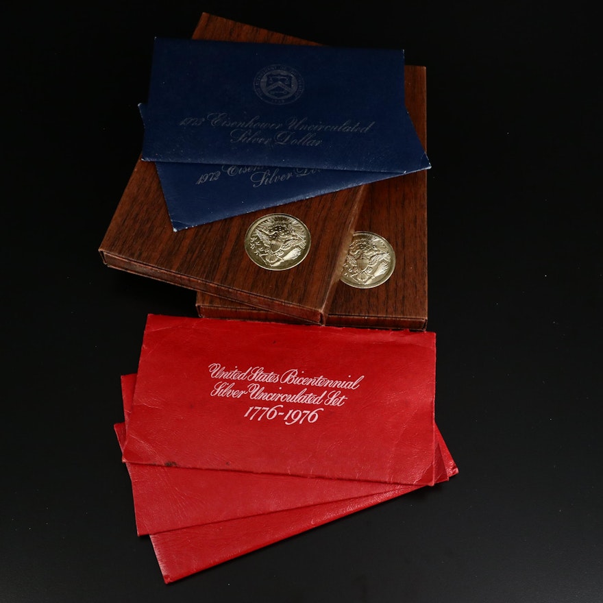 Uncirculated Silver Bicentennial Coins and Eisenhower Dollars