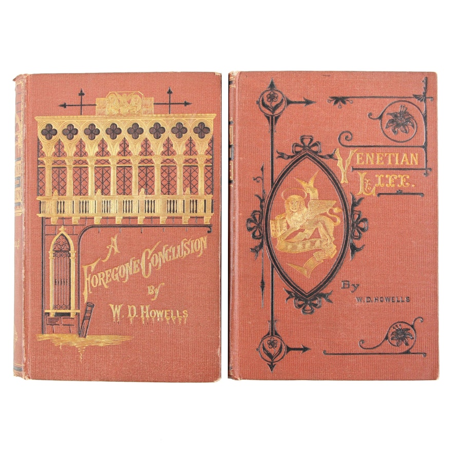 First Edition "A Foregone Conclusion" with "Venetian Life" by W. Howells, 1870s