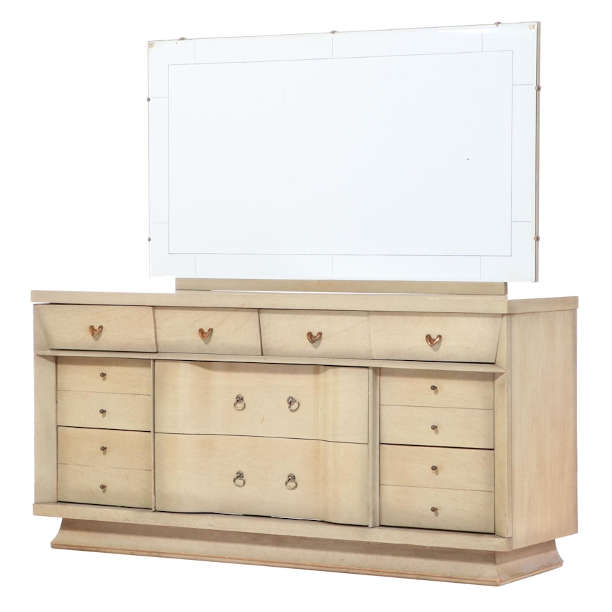 Unagusta Furniture Mid Century Modern Blondewood Ten-Drawer Dresser