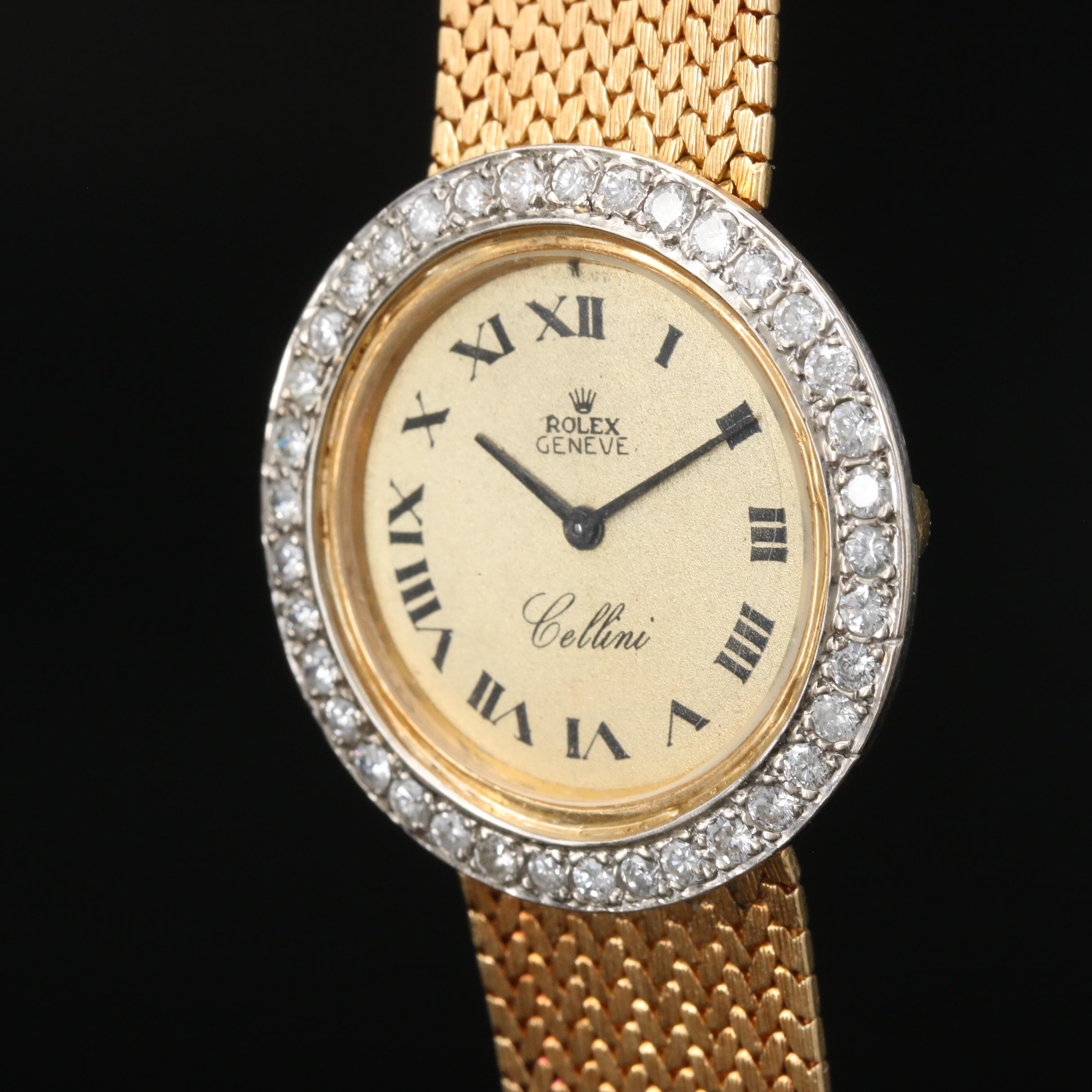 Rolex "Cellini" 1.20 CTW Diamond and 18K Gold Stem Wind Watch