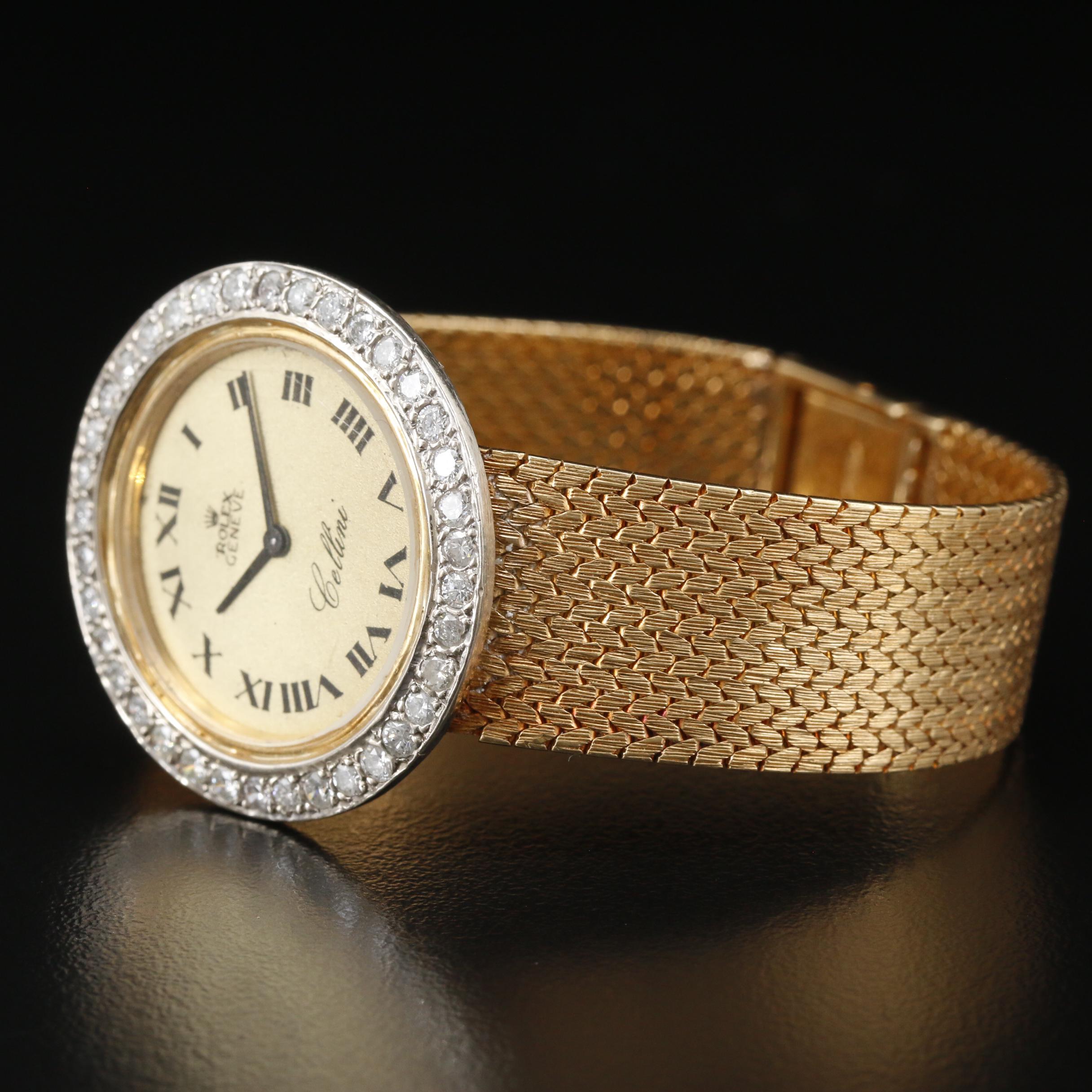 Rolex "Cellini" 1.20 CTW Diamond and 18K Gold Stem Wind Watch