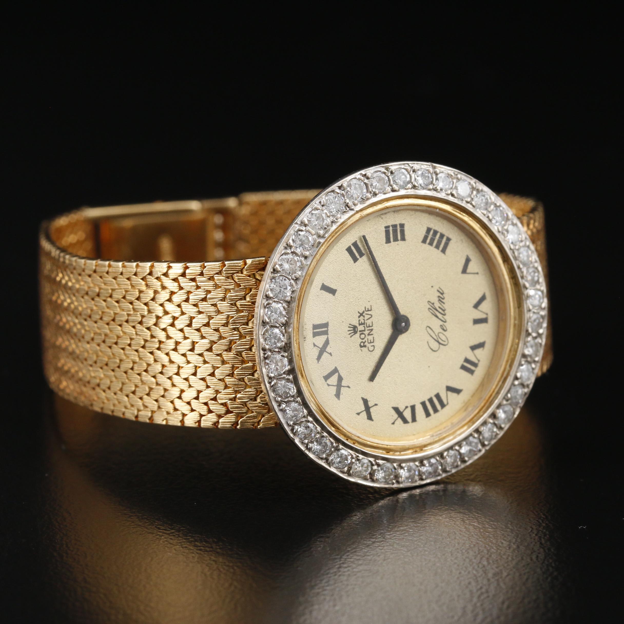 Rolex "Cellini" 1.20 CTW Diamond and 18K Gold Stem Wind Watch