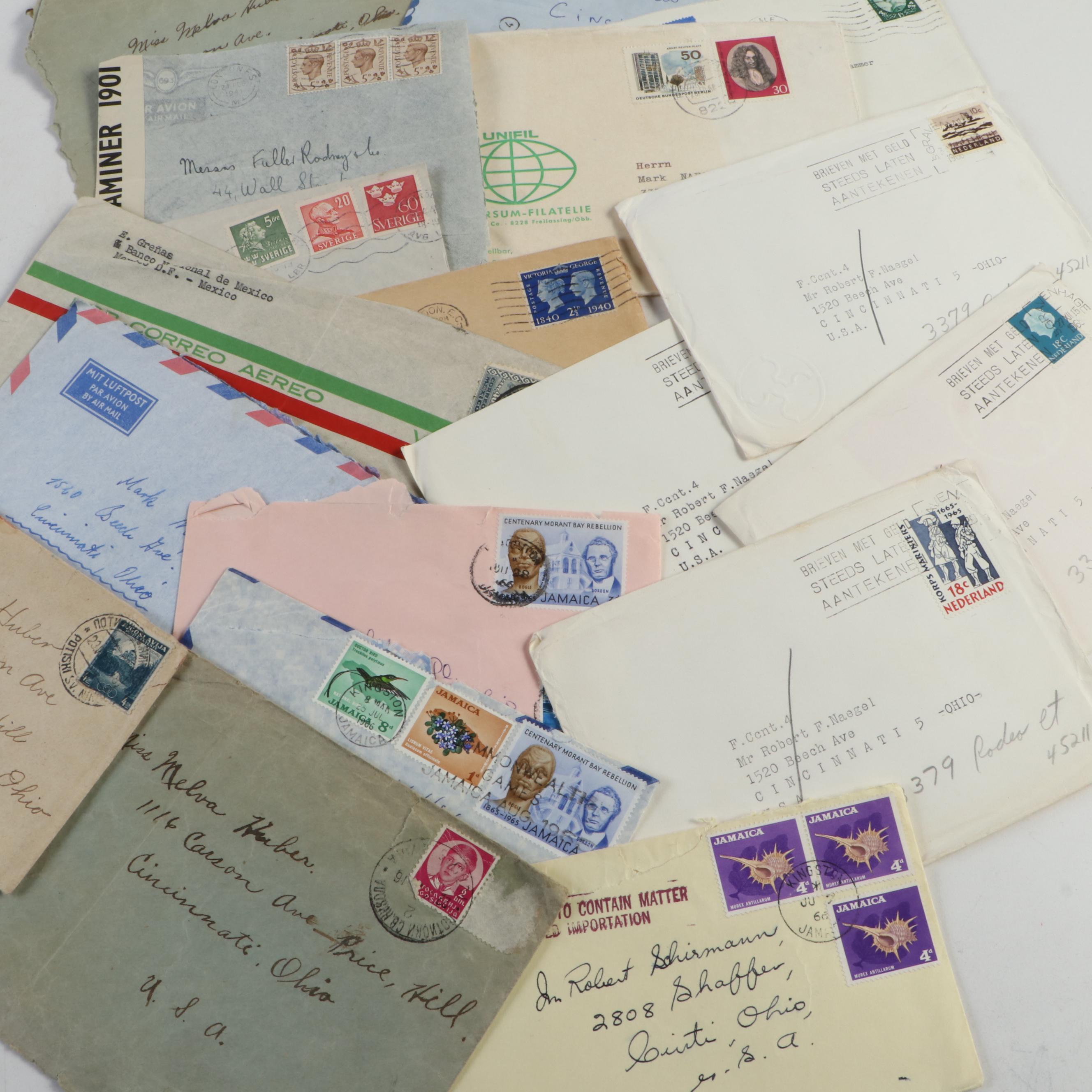Collection of Vintage Foreign Postage Stamps, Covers and Postcards