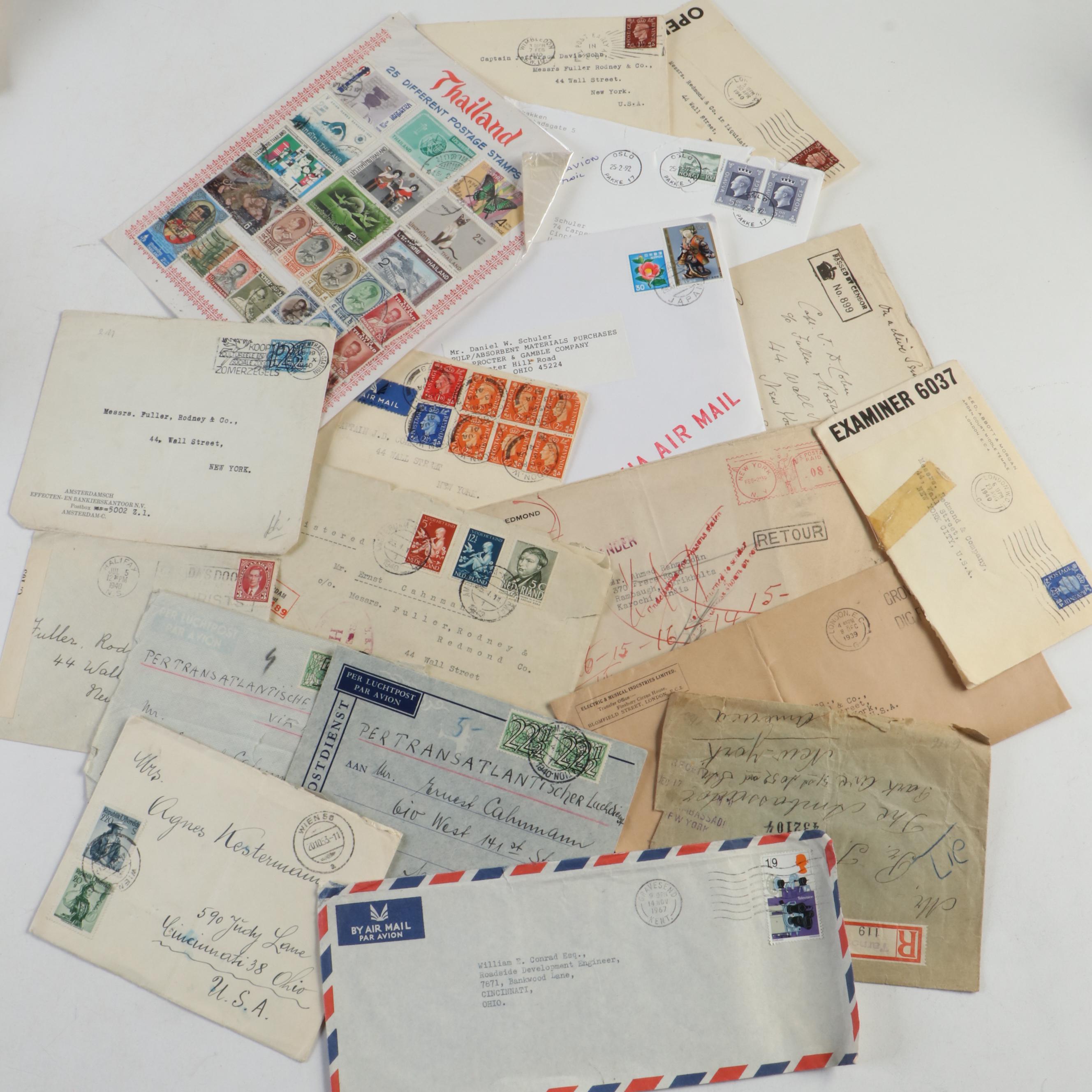 Collection of Vintage Foreign Postage Stamps, Covers and Postcards