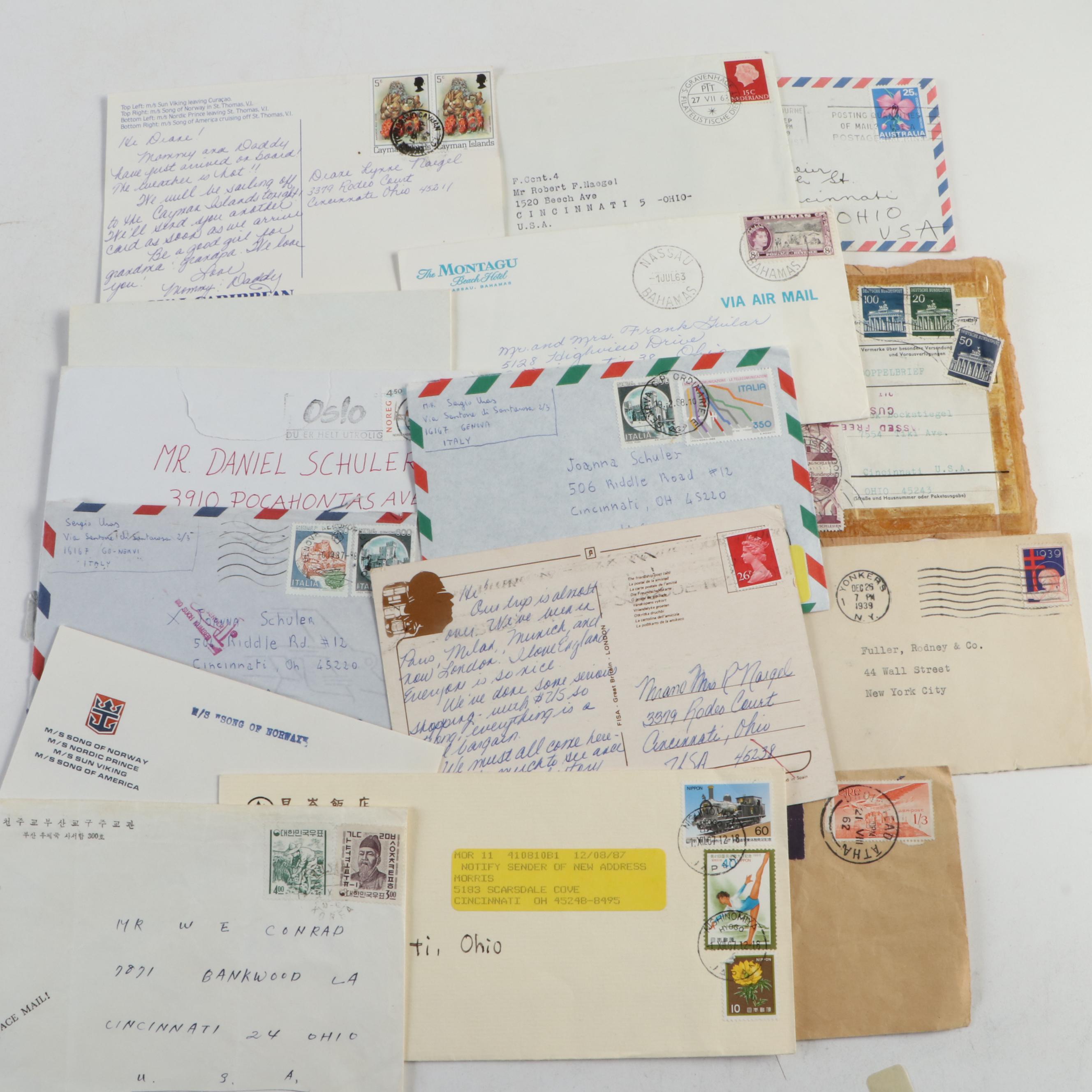Collection of Vintage Foreign Postage Stamps, Covers and Postcards