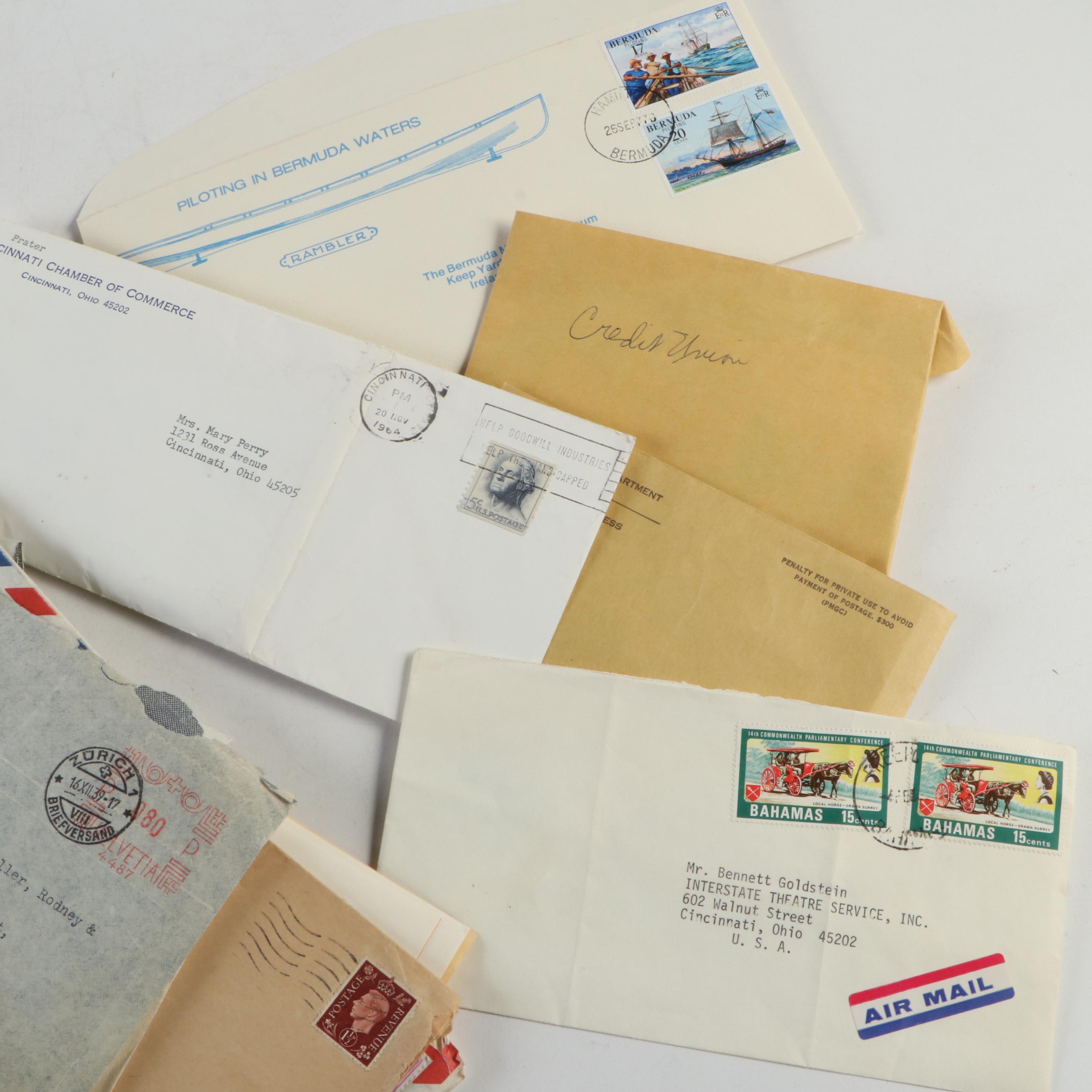 Collection of Vintage Foreign Postage Stamps, Covers and Postcards