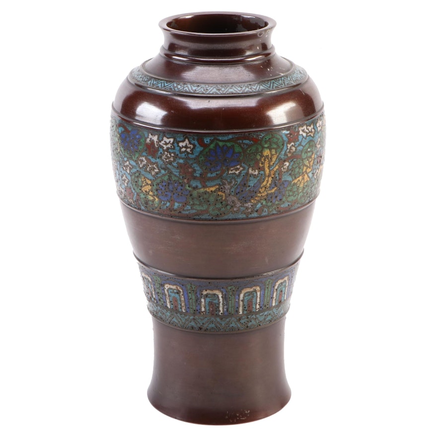 Japanese Champleve Enamel Vase