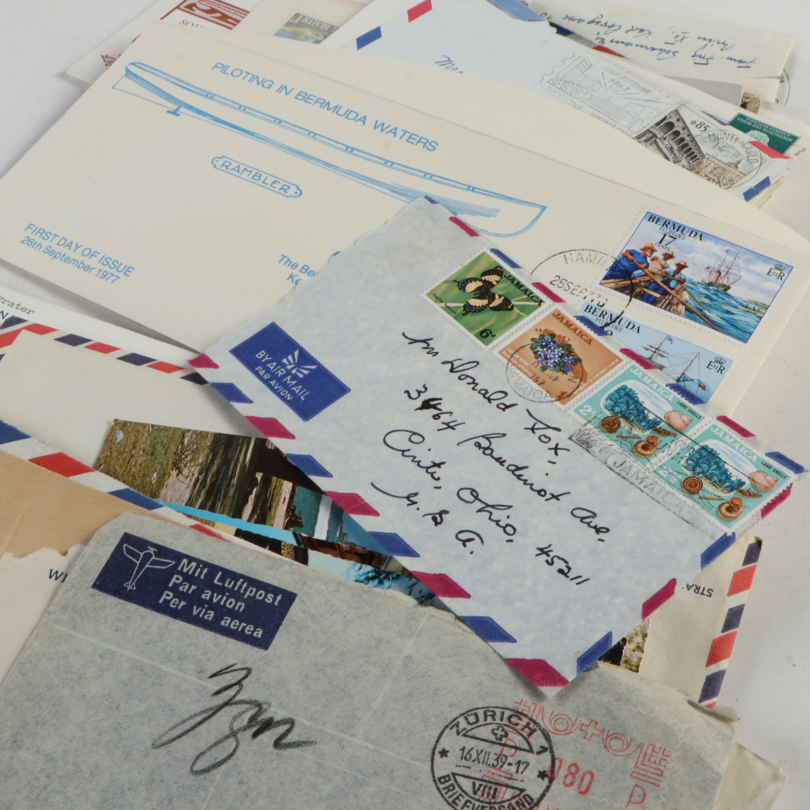 Collection of Vintage Foreign Postage Stamps, Covers and Postcards