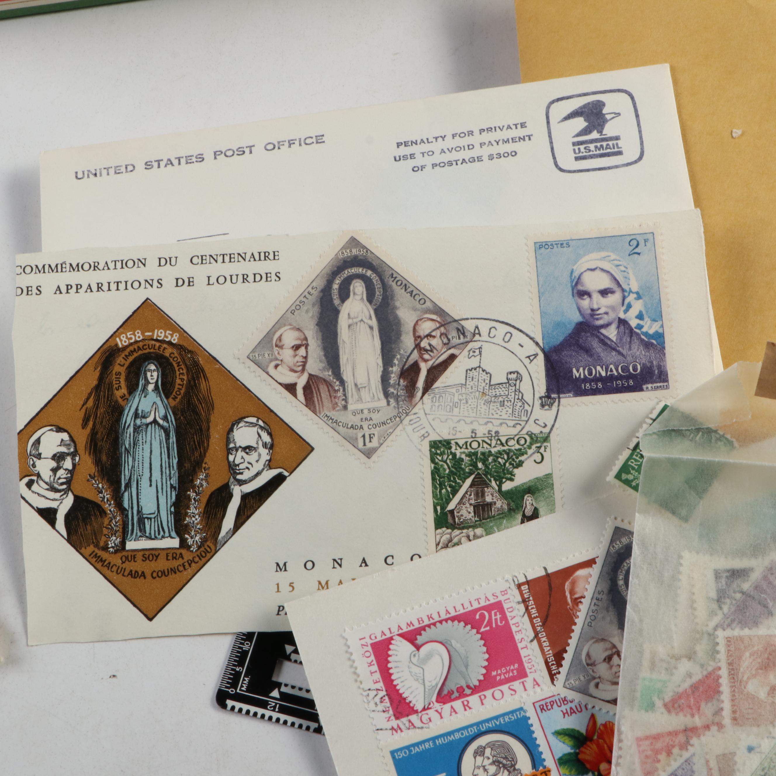Collection of Vintage Foreign Postage Stamps, Covers and Postcards