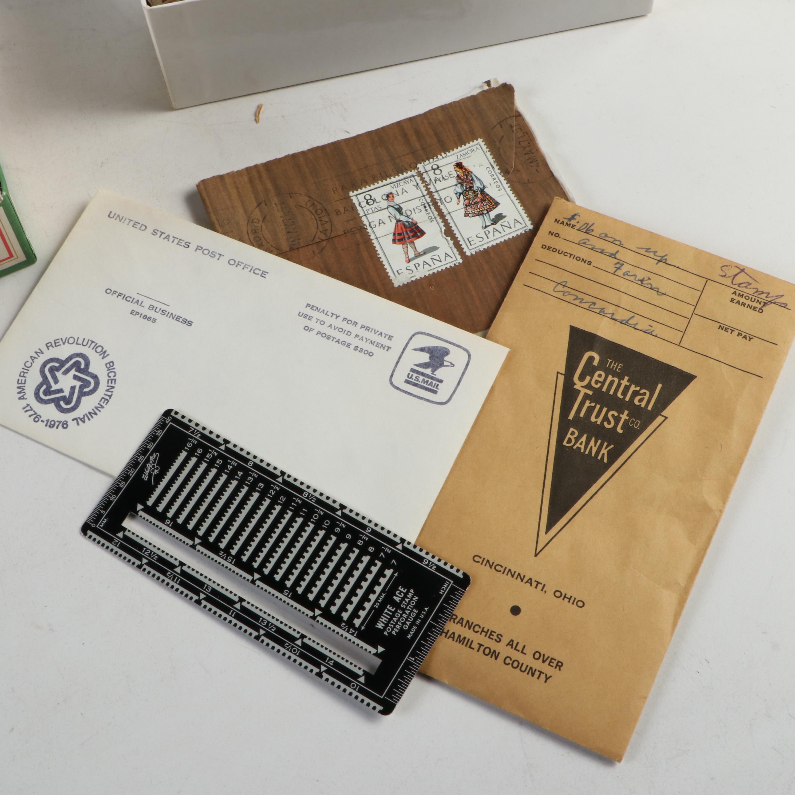 Collection of Vintage Foreign Postage Stamps, Covers and Postcards