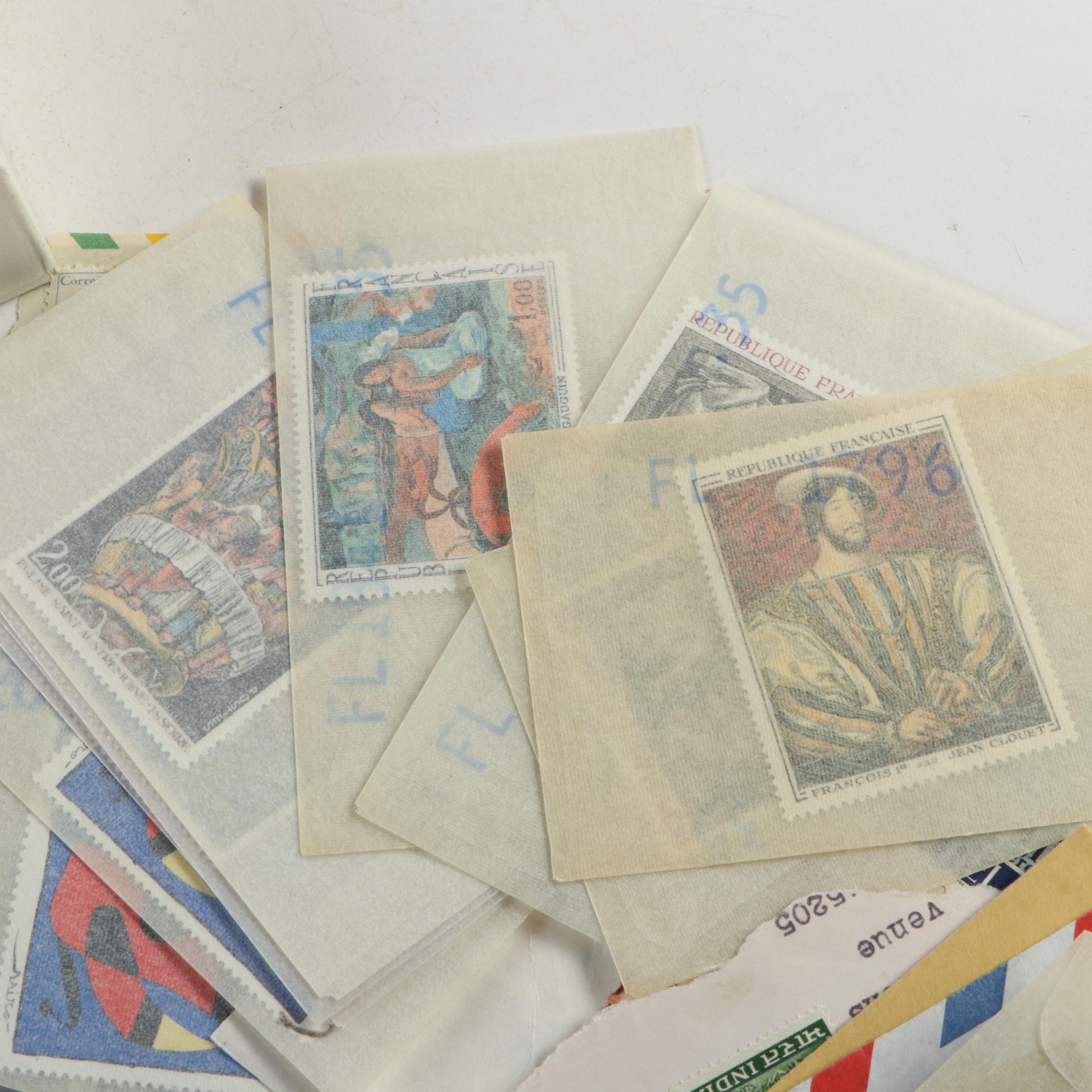 Collection of Vintage Foreign Postage Stamps, Covers and Postcards