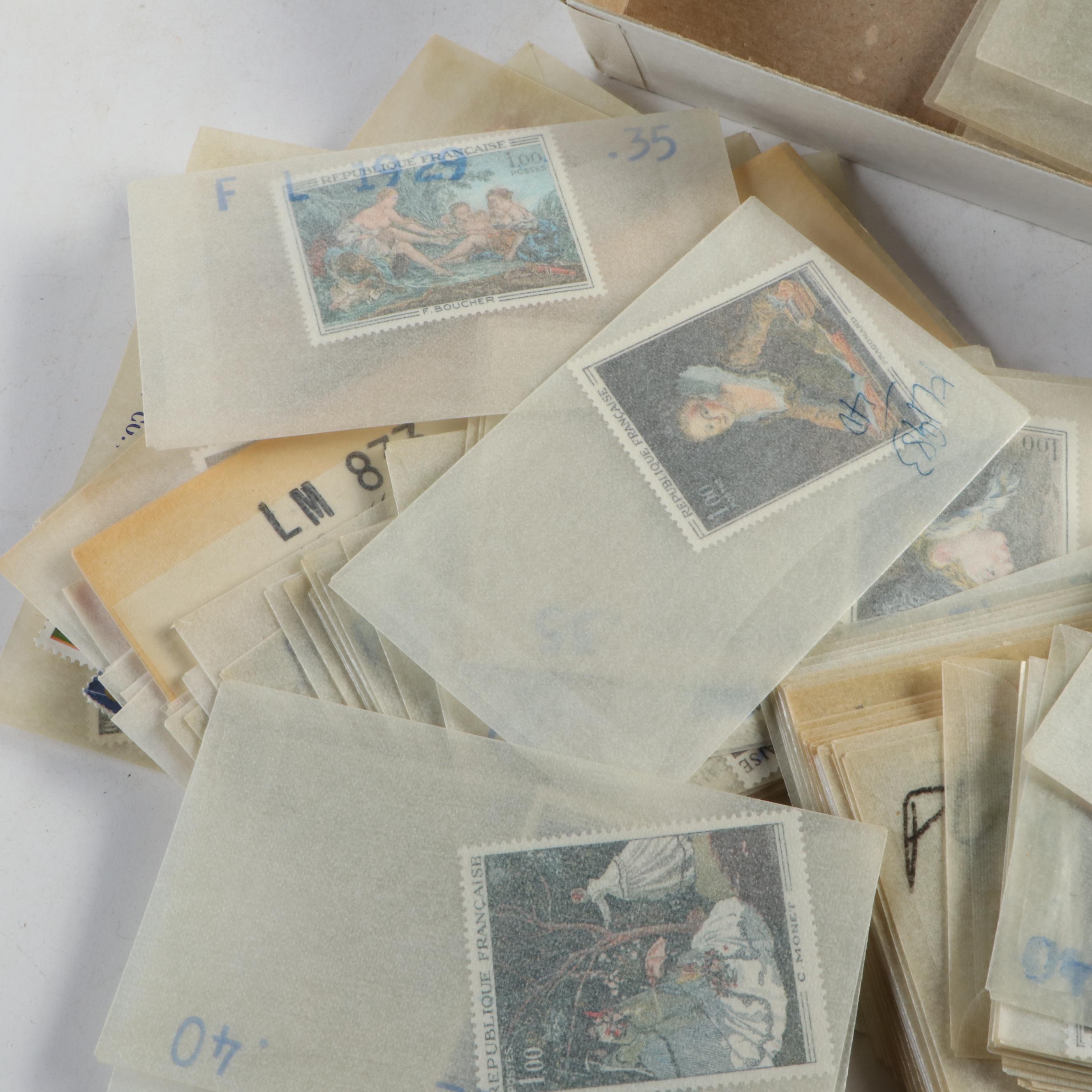 Collection of Vintage Foreign Postage Stamps, Covers and Postcards
