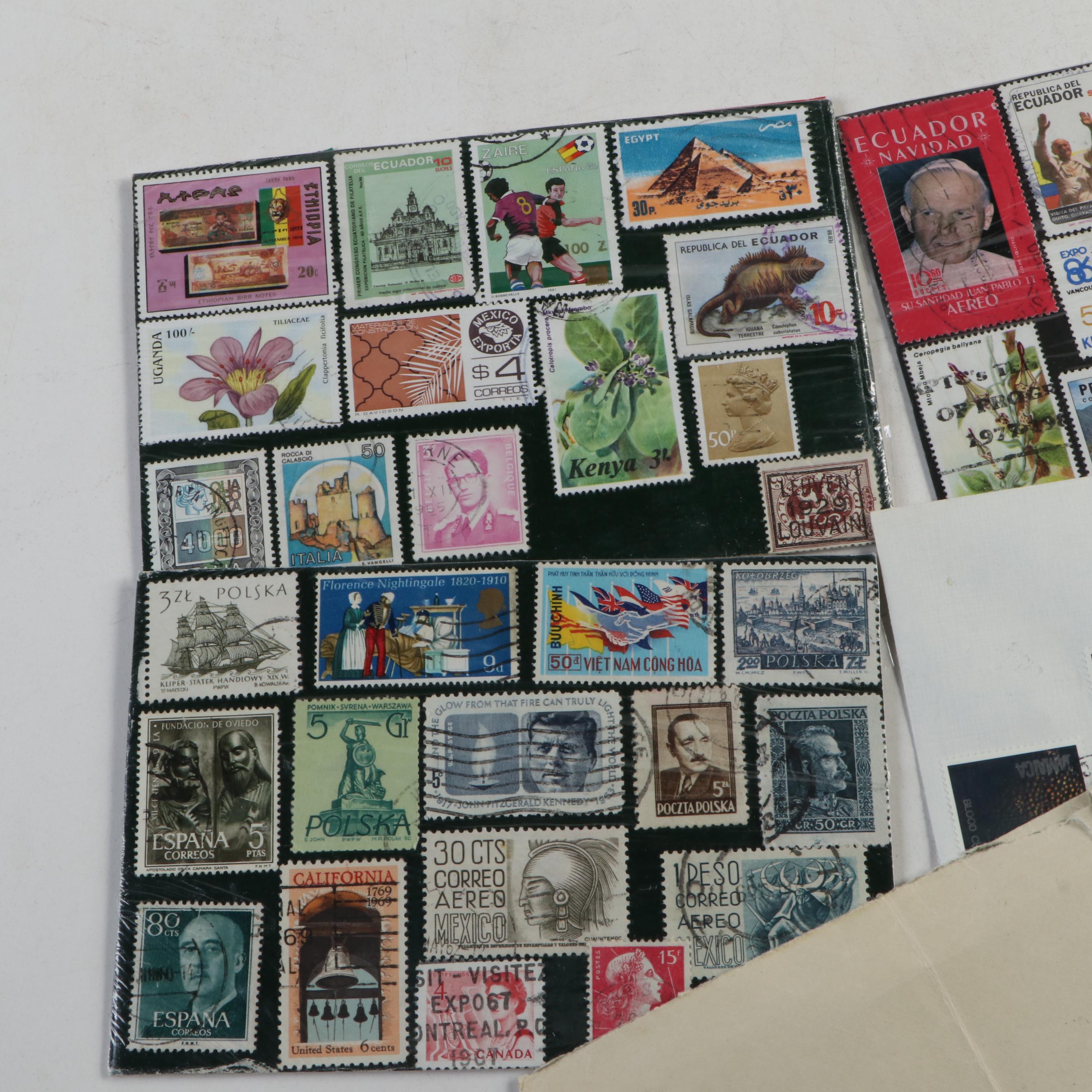 Collection of Vintage Foreign Postage Stamps, Covers and Postcards