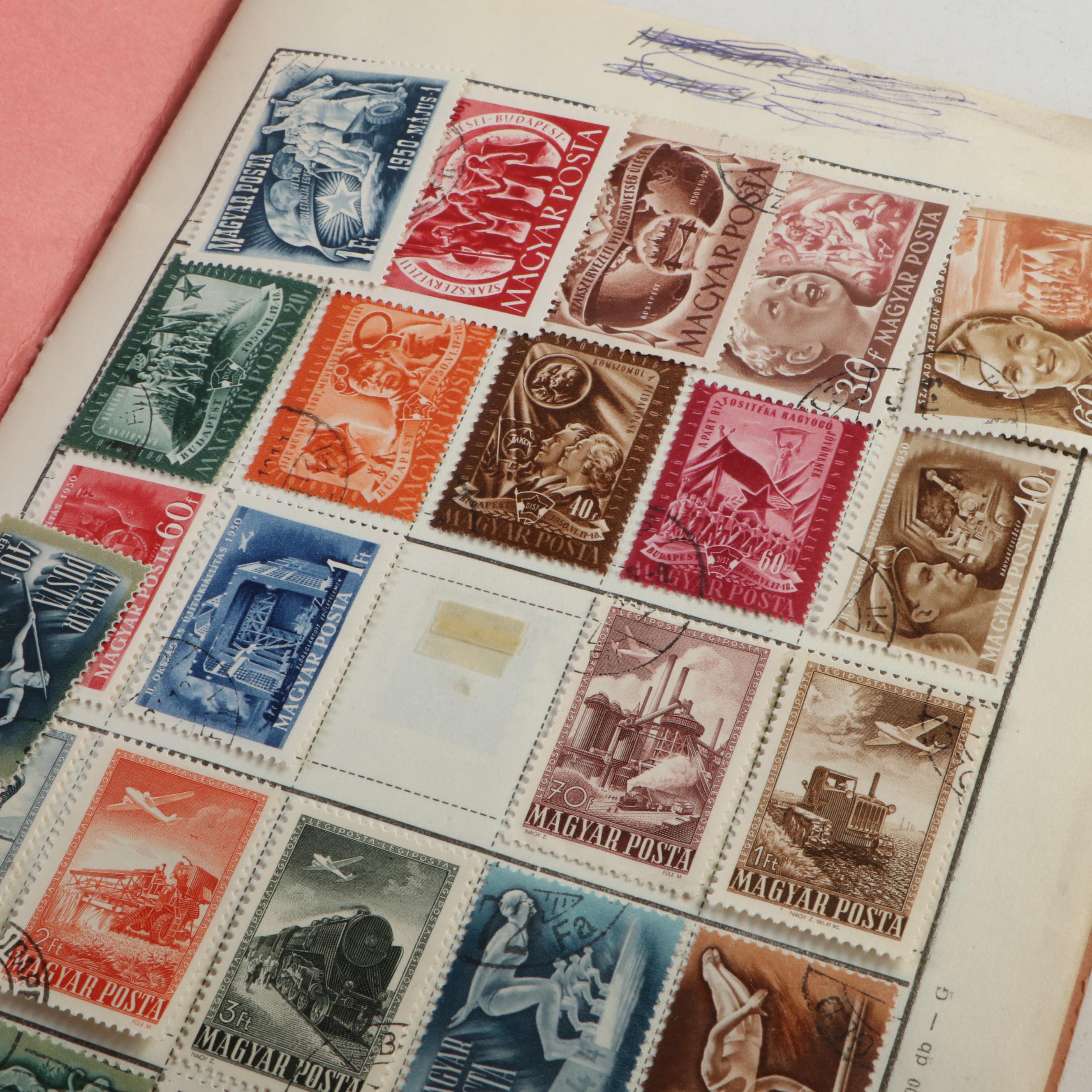 Collection of Vintage Foreign Postage Stamps, Covers and Postcards