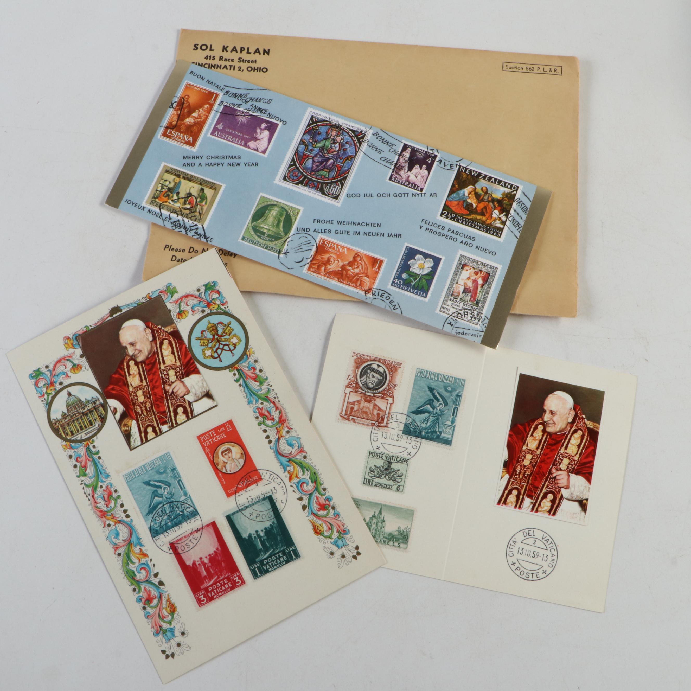 Collection of Vintage Foreign Postage Stamps, Covers and Postcards