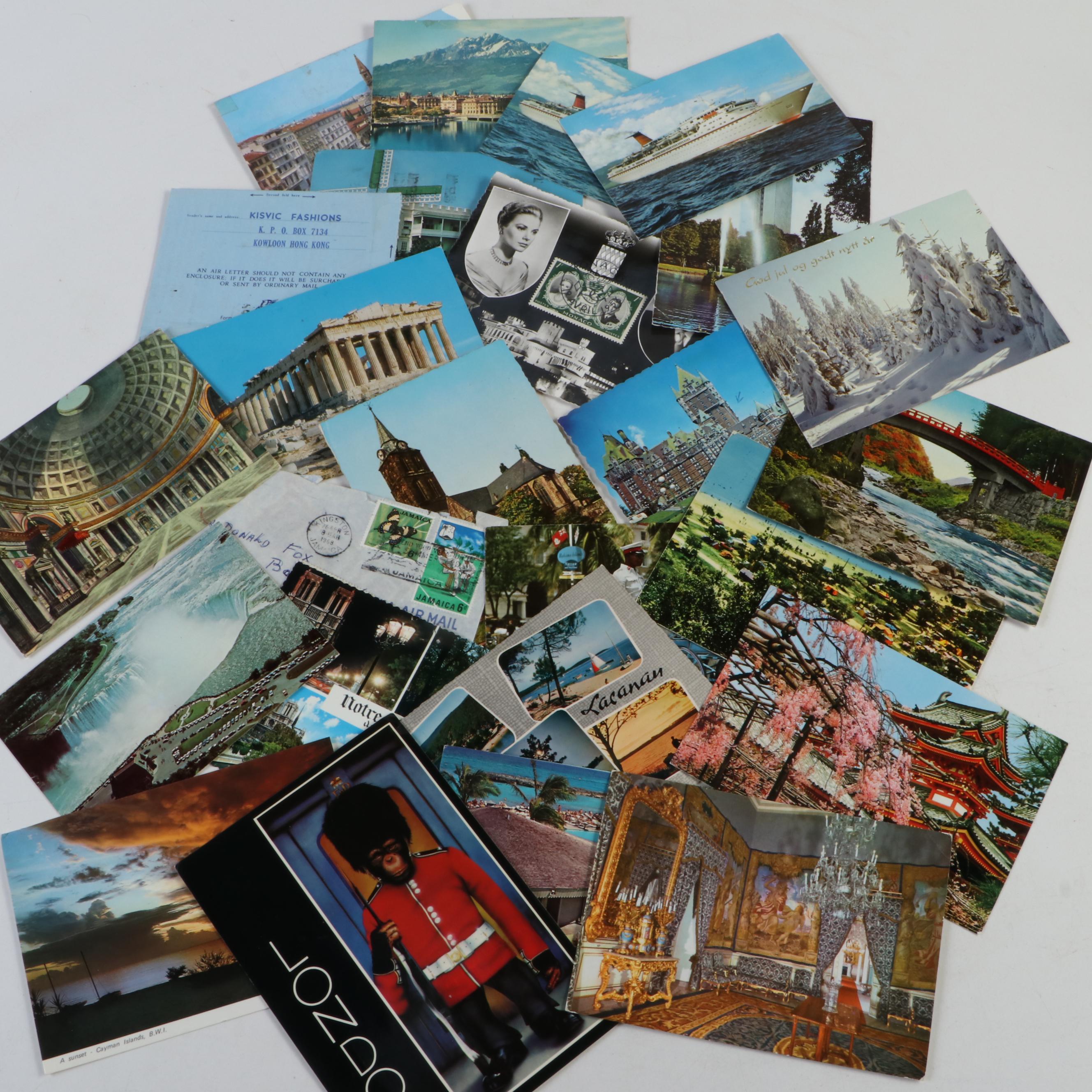 Collection of Vintage Foreign Postage Stamps, Covers and Postcards
