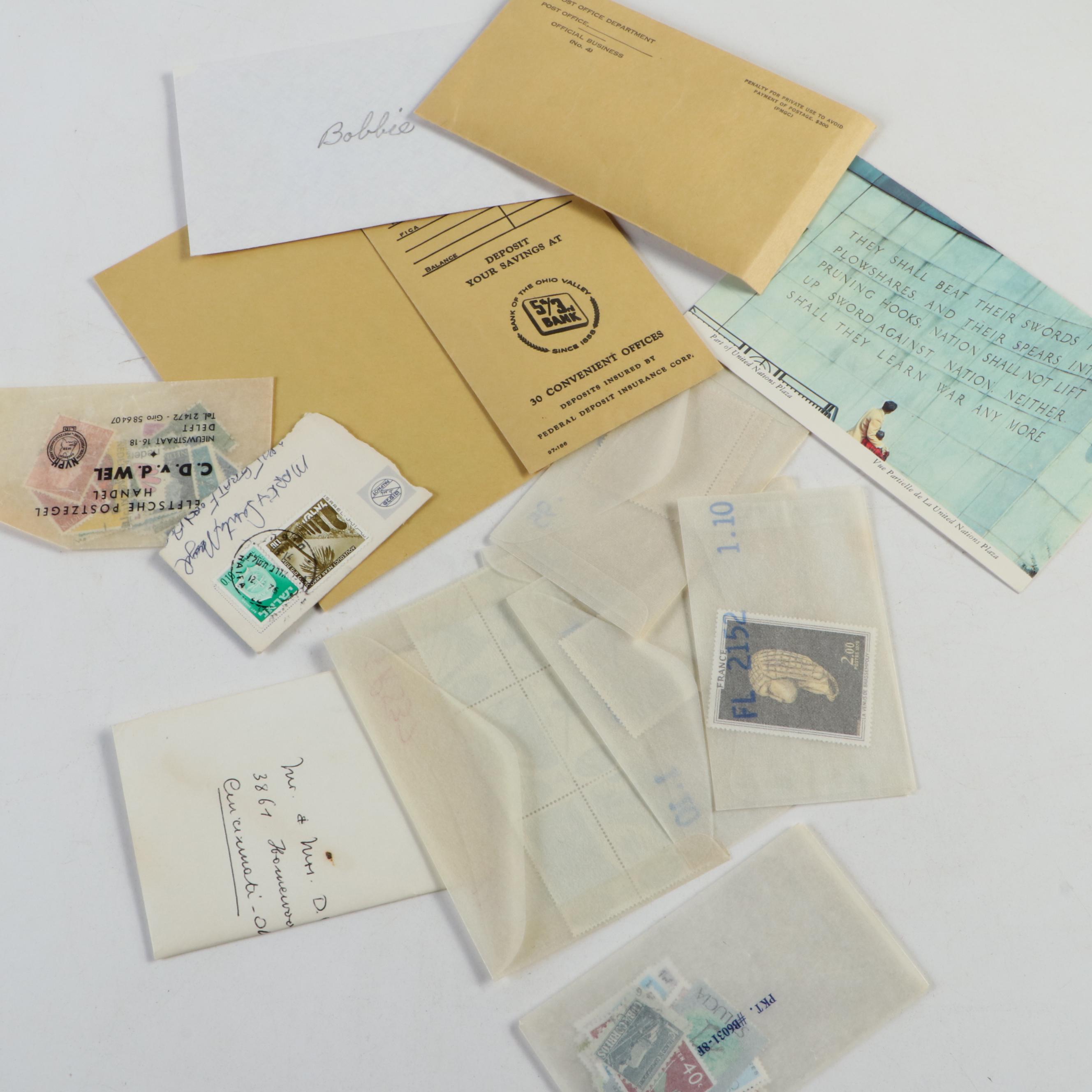 Collection of Vintage Foreign Postage Stamps, Covers and Postcards