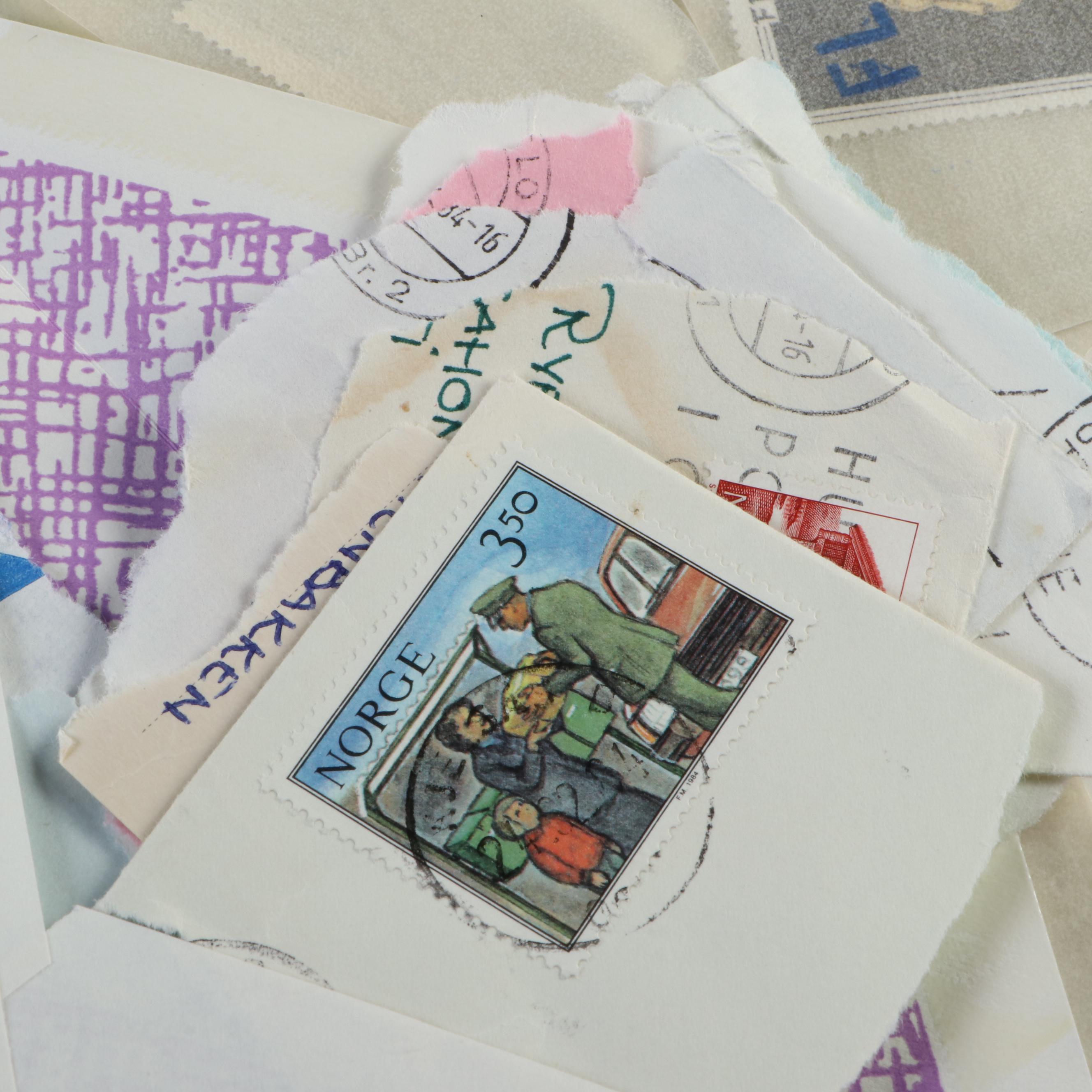 Collection of Vintage Foreign Postage Stamps, Covers and Postcards