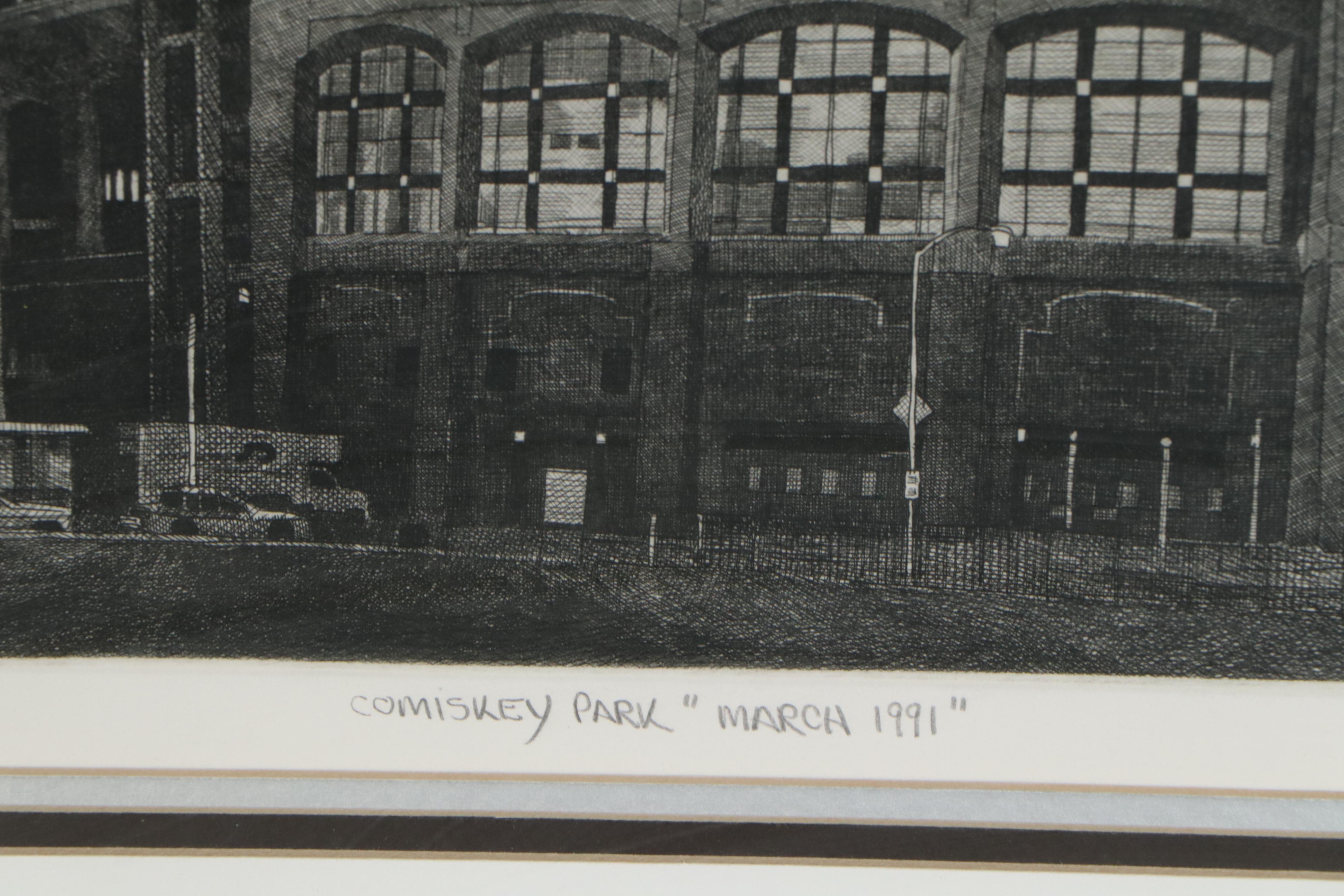 Philip C. Thompson Etchings "Ebbet's Field" and "Comiskey Park," 1990