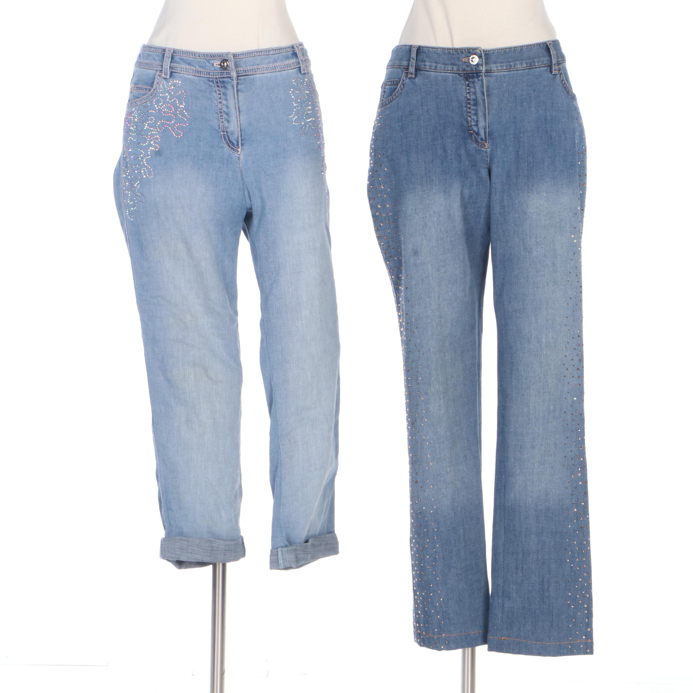 Escada Rhinestone Embellished Jeans and Capris