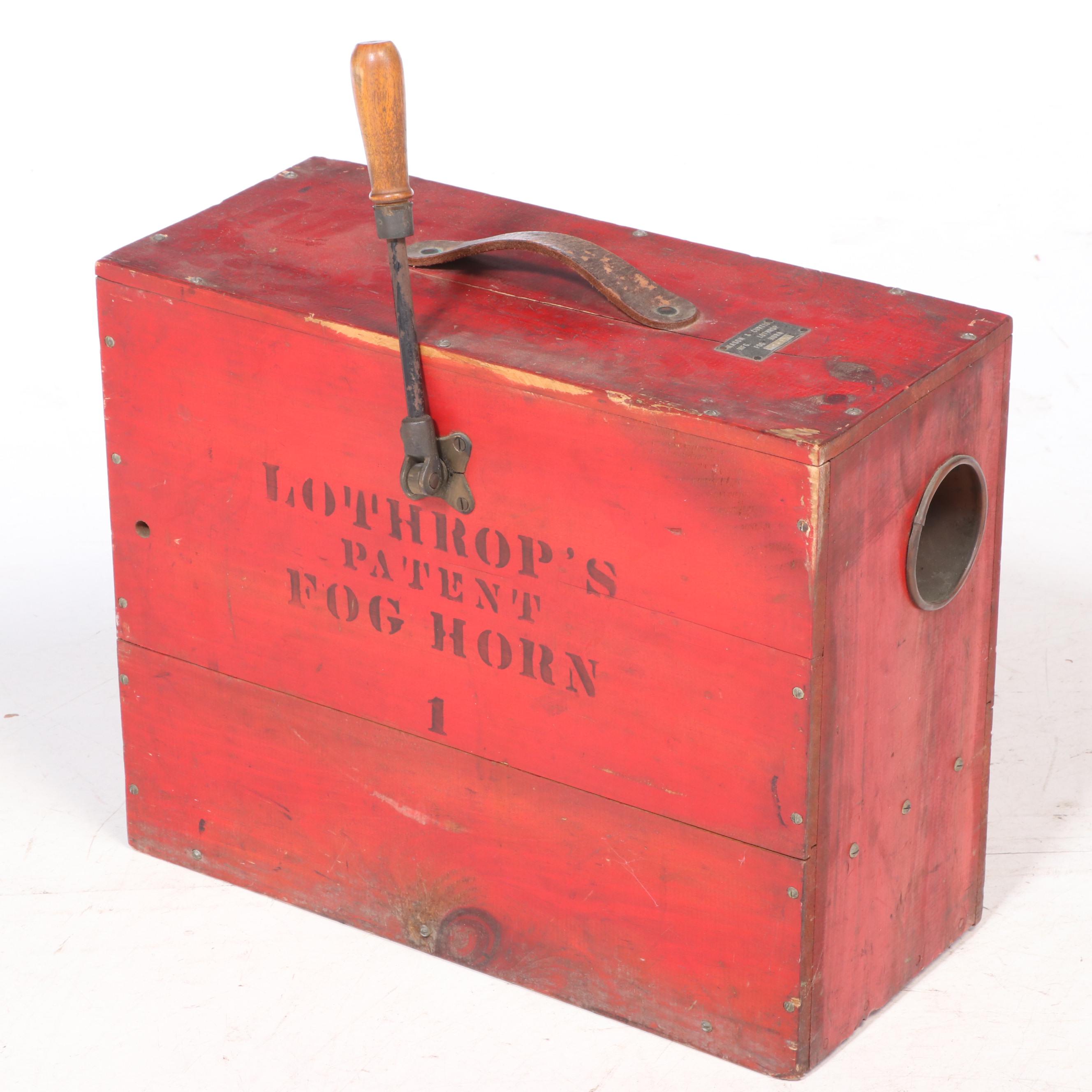 Mason & Curtis Mfg. "Lothrop" Red Box Fog Horn, Early 20th Century