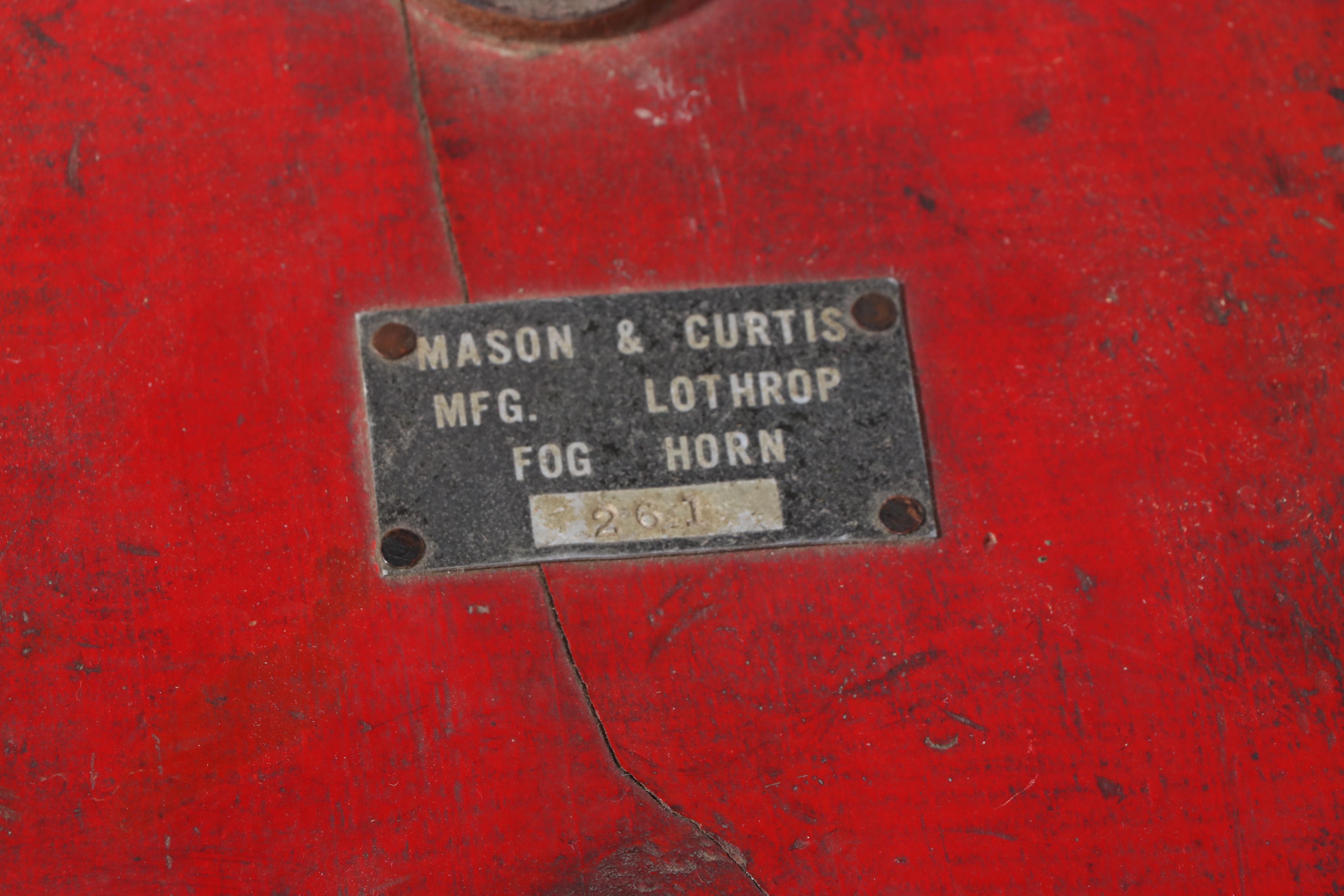 Mason & Curtis Mfg. "Lothrop" Red Box Fog Horn, Early 20th Century