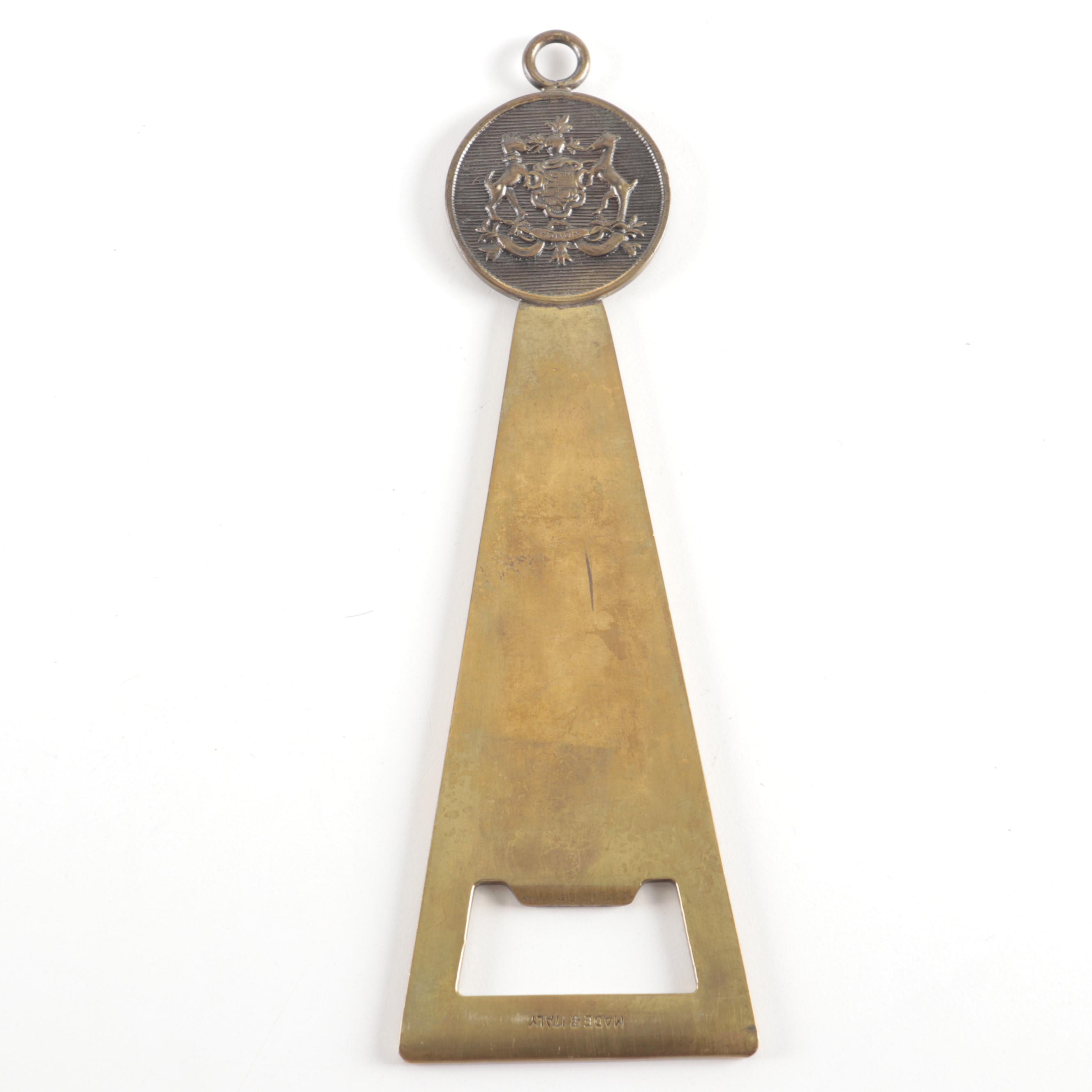 Parker Fountain Pen with Brass Paperweight and Italian Bottle Opener