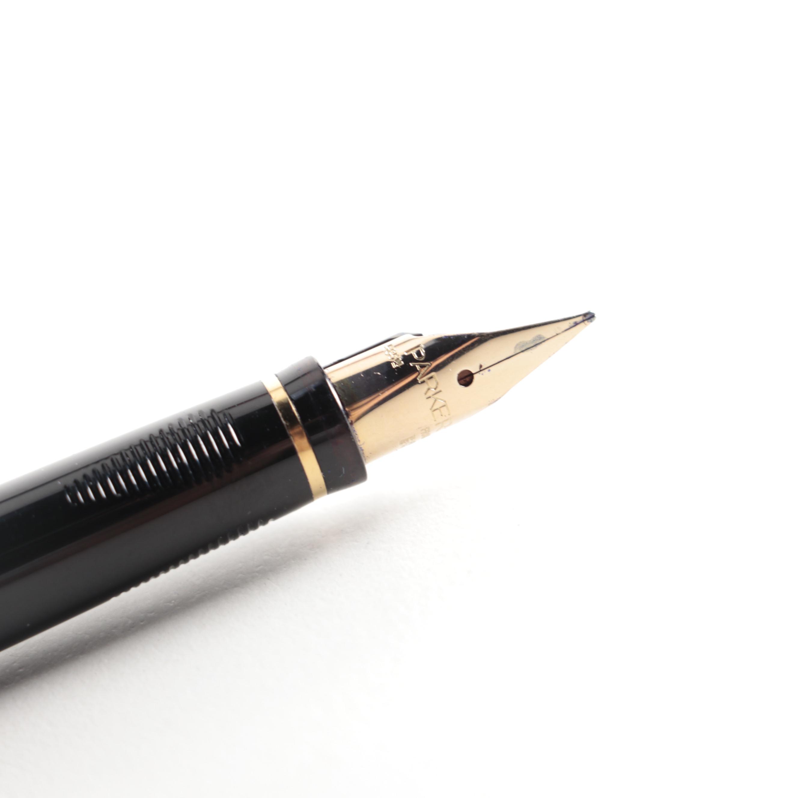 Parker Fountain Pen with Brass Paperweight and Italian Bottle Opener