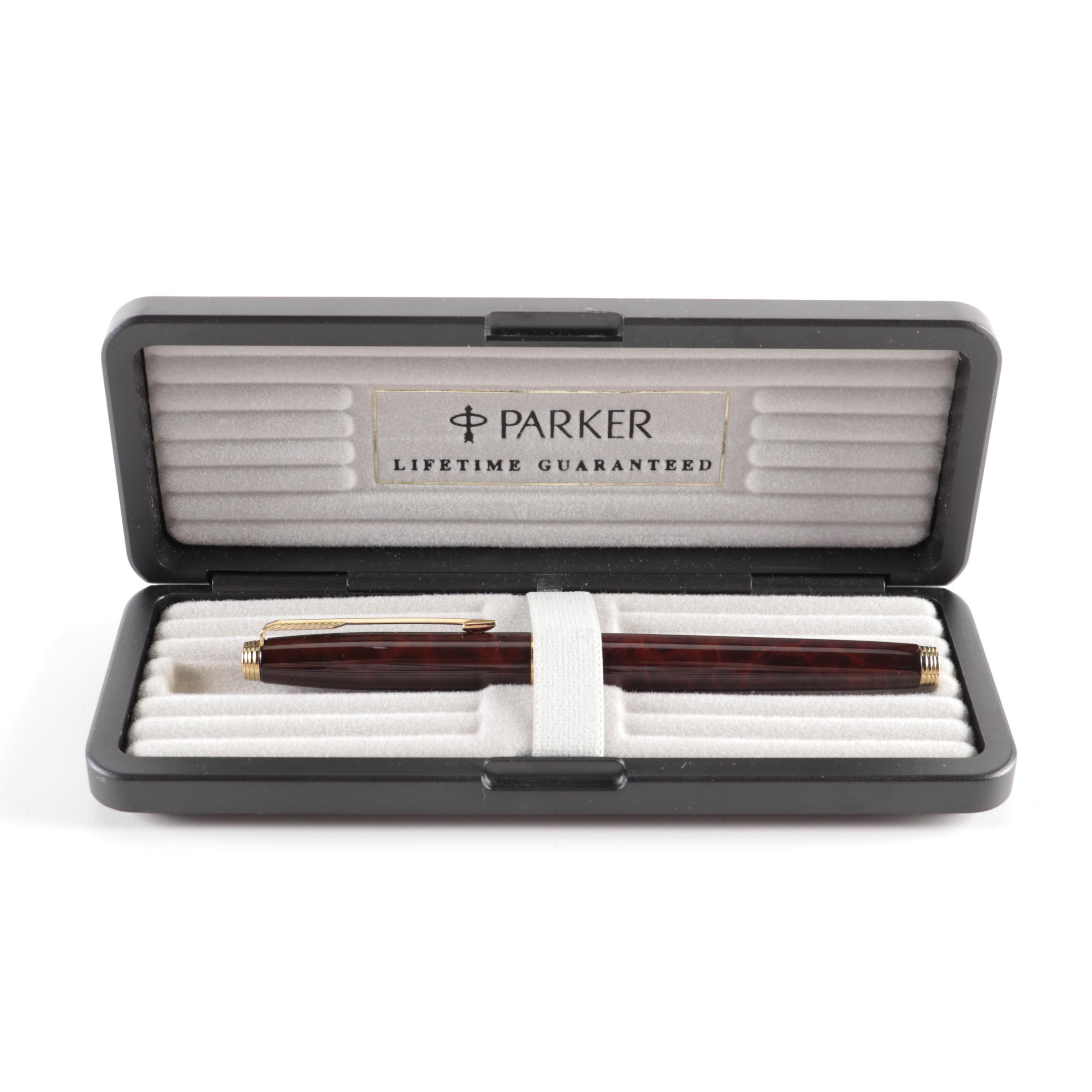 Parker Fountain Pen with Brass Paperweight and Italian Bottle Opener