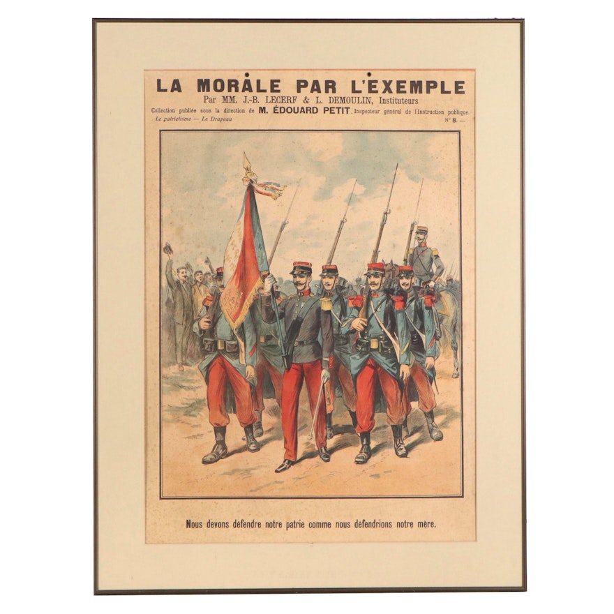 French Lithograph "La Morale Par L'Exemple", Late 19th to Early 20th Century