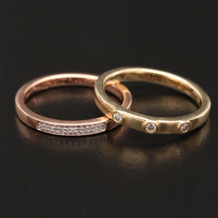 10K Yellow and Rose Gold Diamond Rings