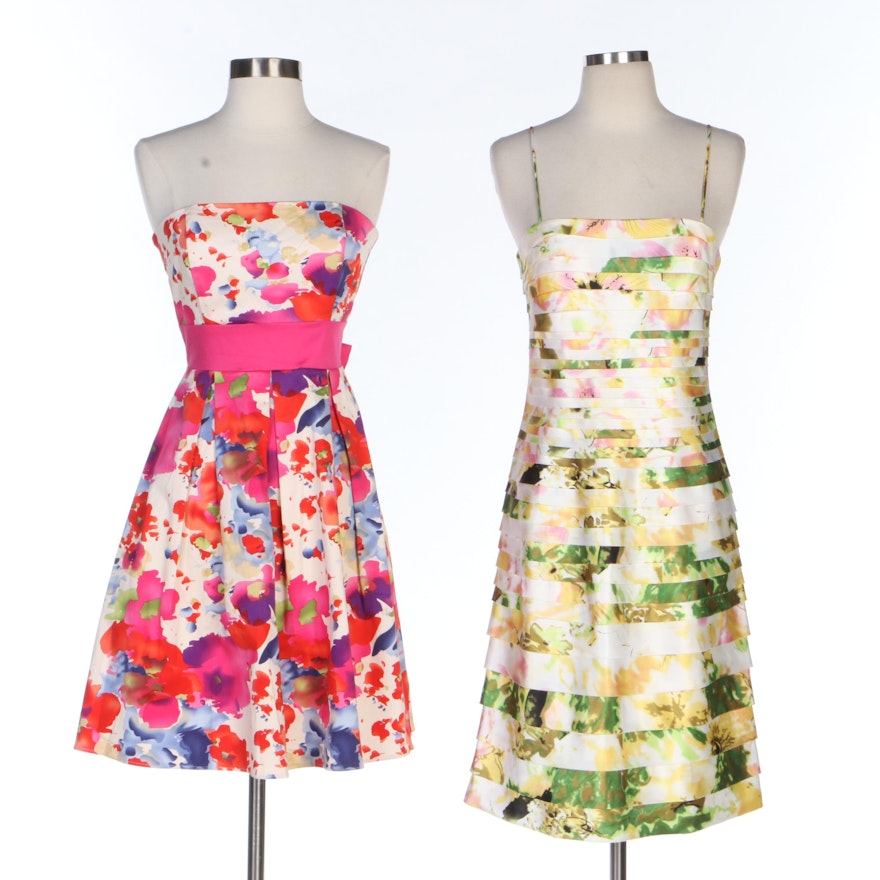 APNY and JS Collections Floral Print Strapless and Sleeveless Dresses
