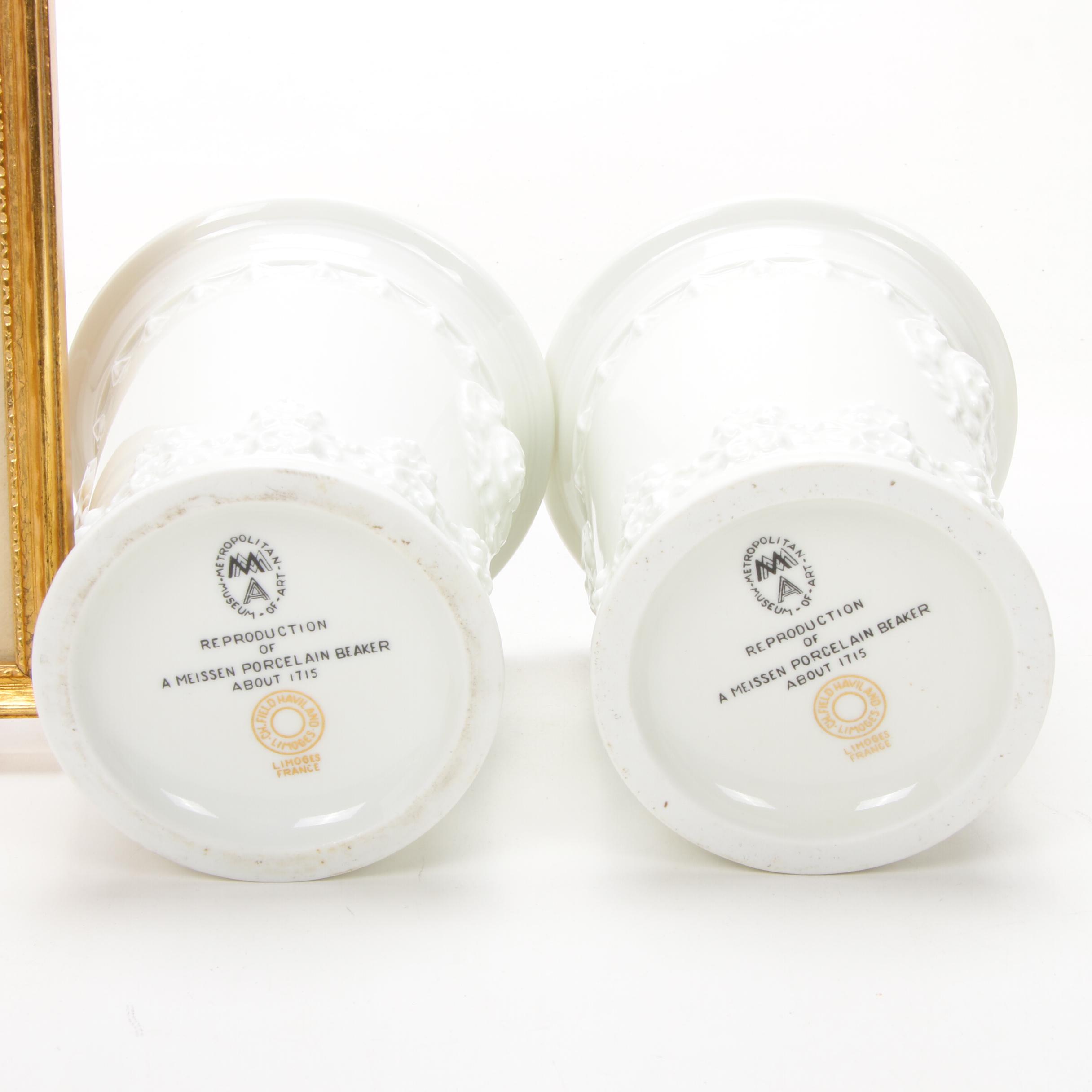 Painted Tin Head Antique Baby Doll with Angel and Child Decorations