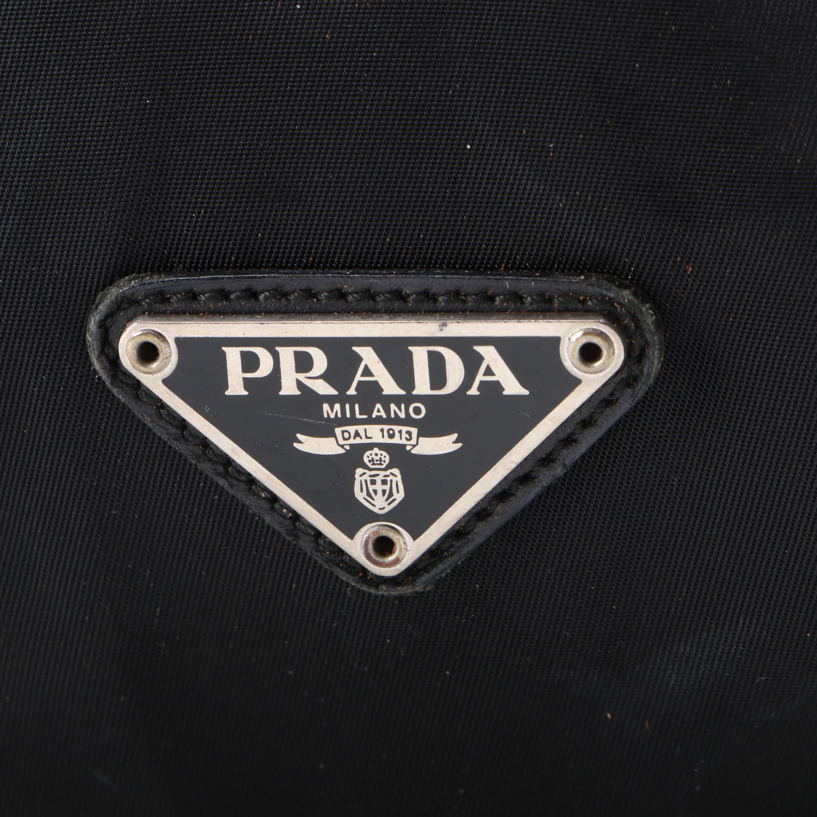 Prada Black Tessuto Nylon and Leather Bowler Bag