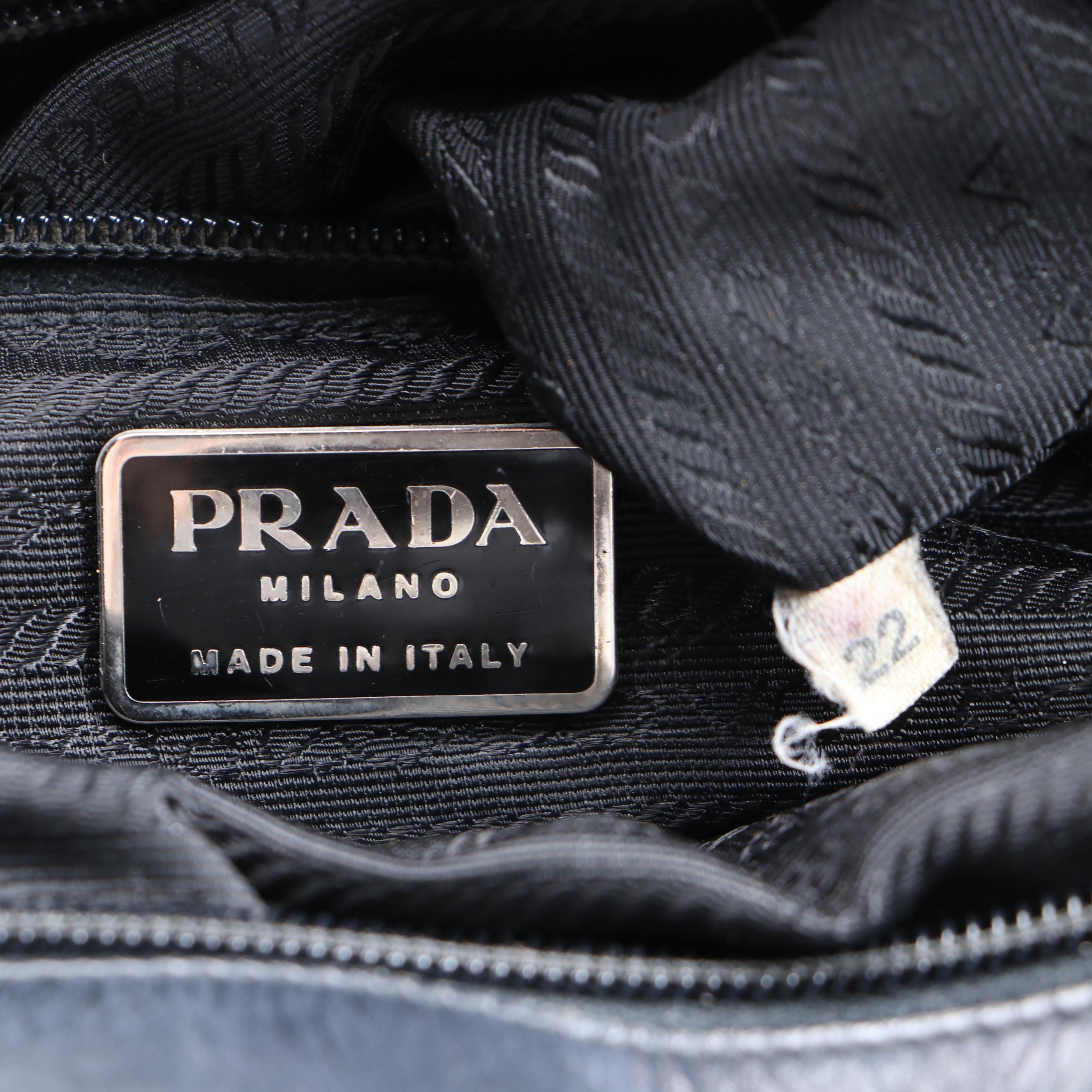 Prada Black Tessuto Nylon and Leather Bowler Bag