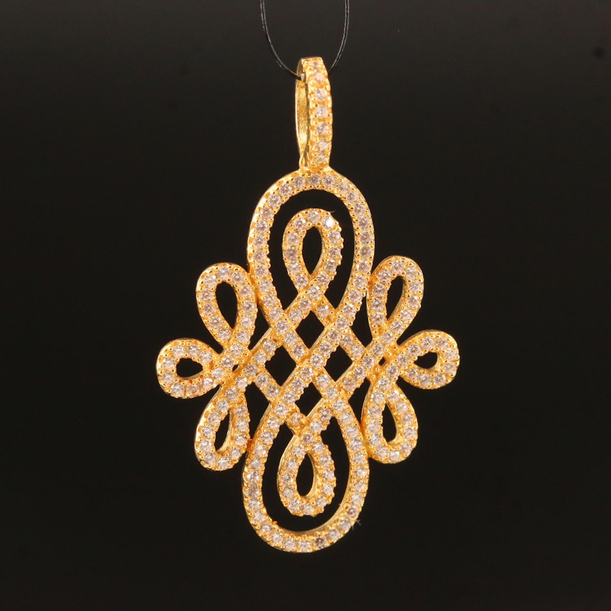 Sterling Silver Cubic Zirconia Endless Knot Pendant