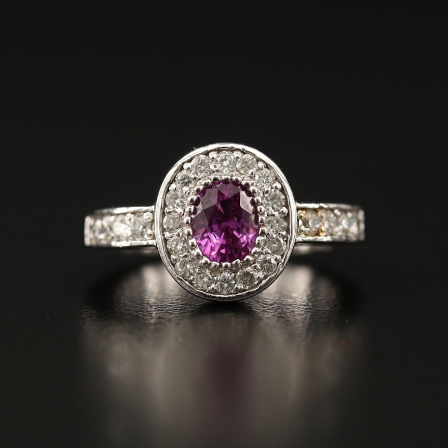 14K Pink Sapphire and Diamond Ring