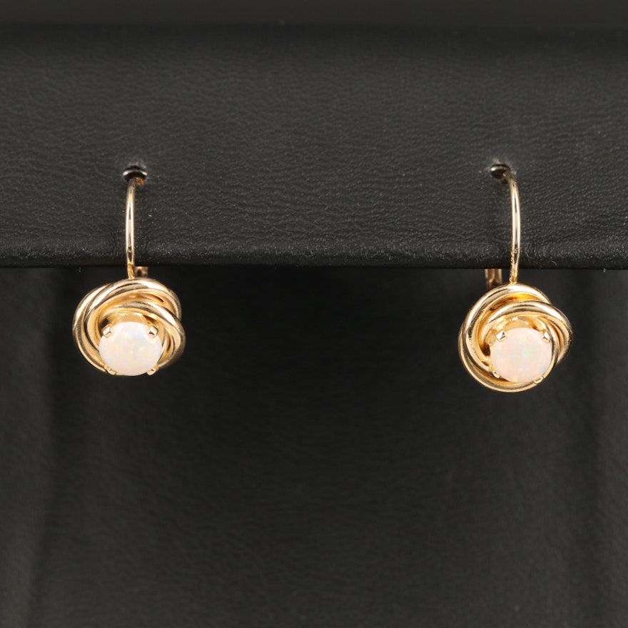 14K Opal Dangle Earrings