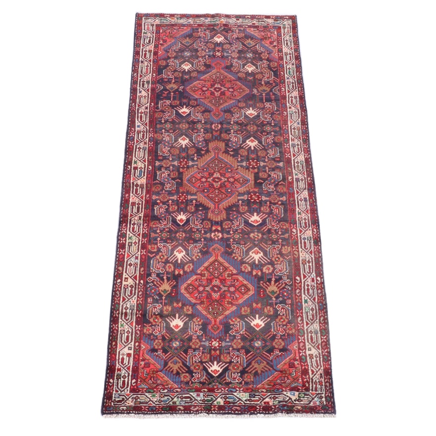 3'9 x 10'4 Hand-Knotted Persian Gogarjin Wool Long Rug