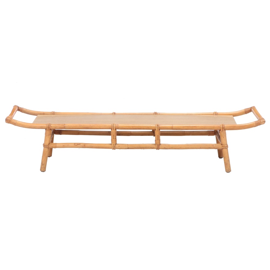 Ficks Reed Bamboo and Laminate Top Coffee Table, Mid-20th Century