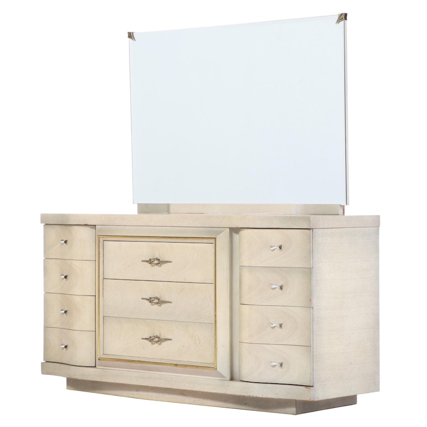 Bassett Furniture Modern Blonde Wood Nine-Drawer Dresser, Late 20th Century