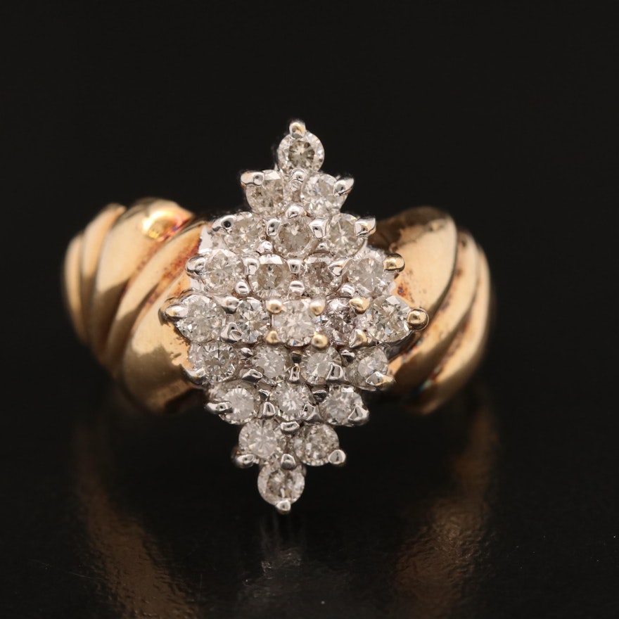 10K Diamond Cluster Ring