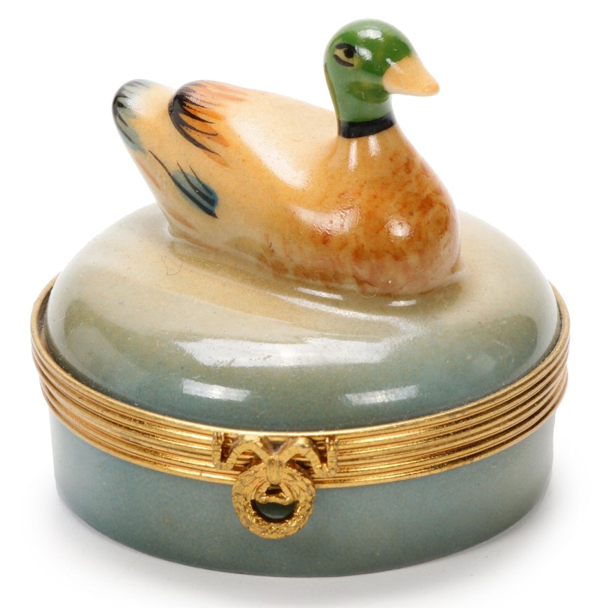 Hand-Painted Mallard Duck Limoges Box