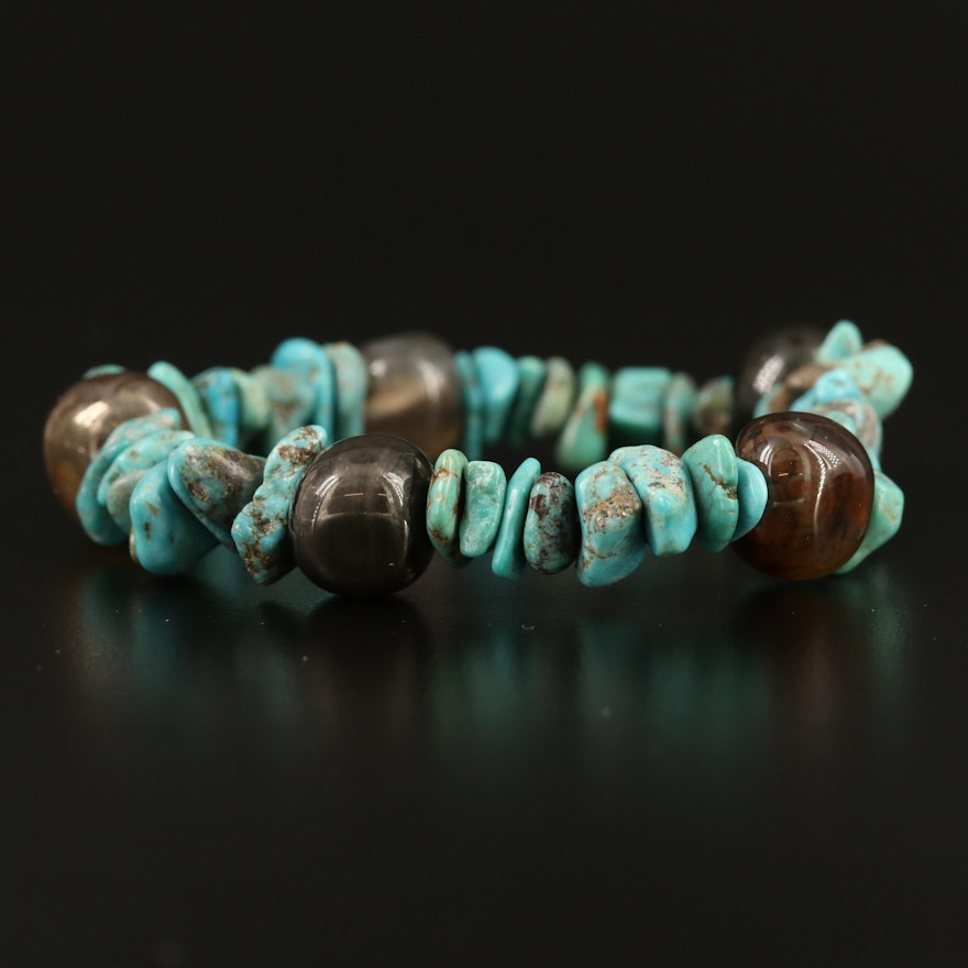 Agate and Turquoise Expandable Beaded Bracelet