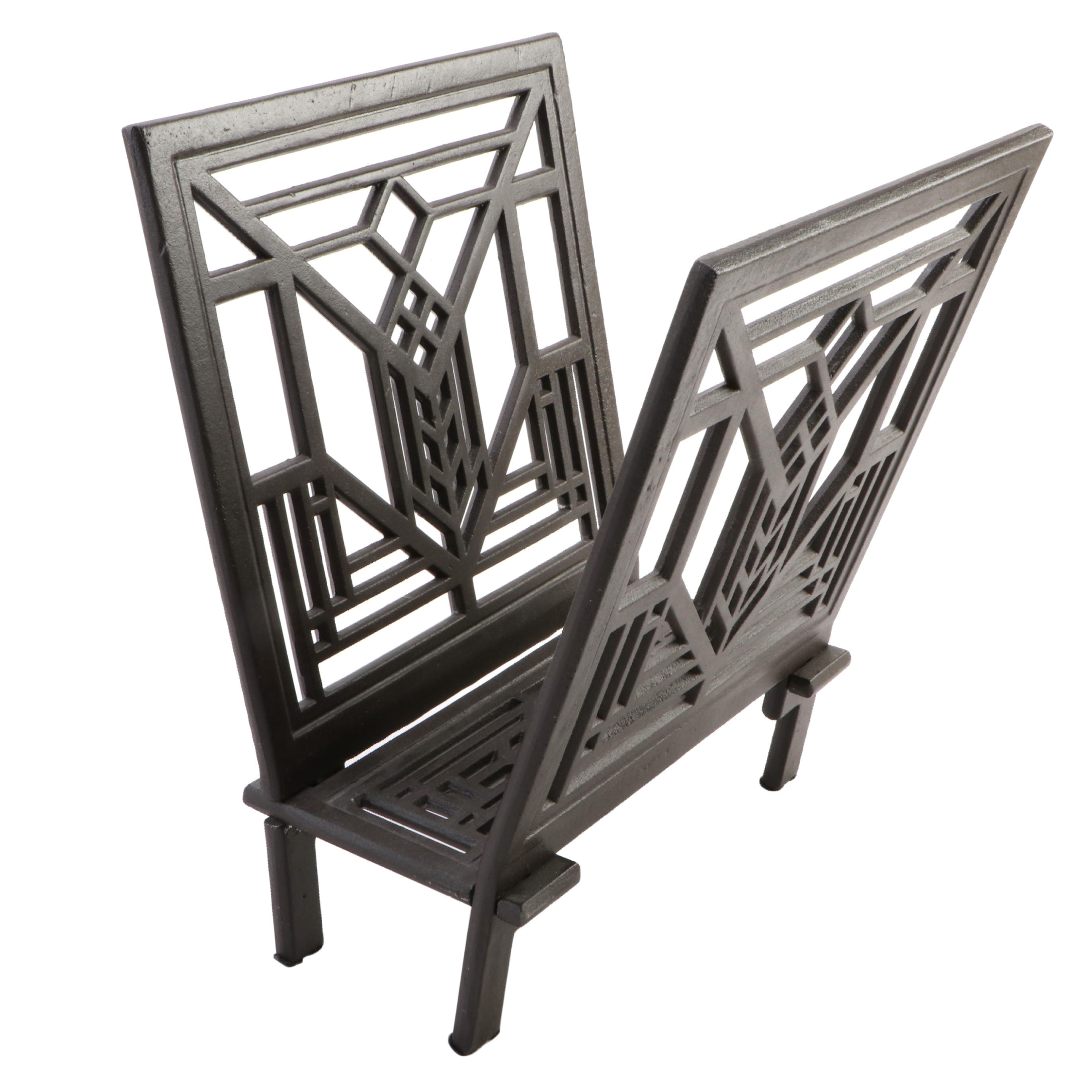 Frank Lloyd Wright "Geneva" Cast Metal Magazine Rack