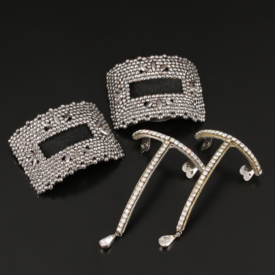 Art Deco and French Cut Steel and Rhinestone Belt Buckles