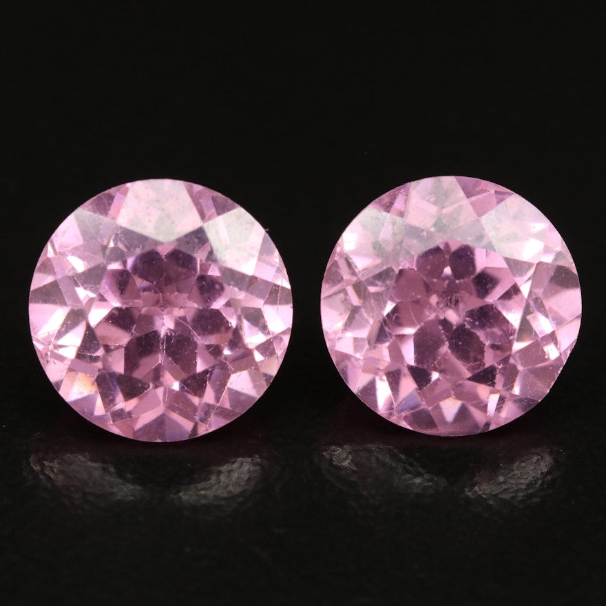 Matched Pair of Loose Round Faceted Cubic Zirconias
